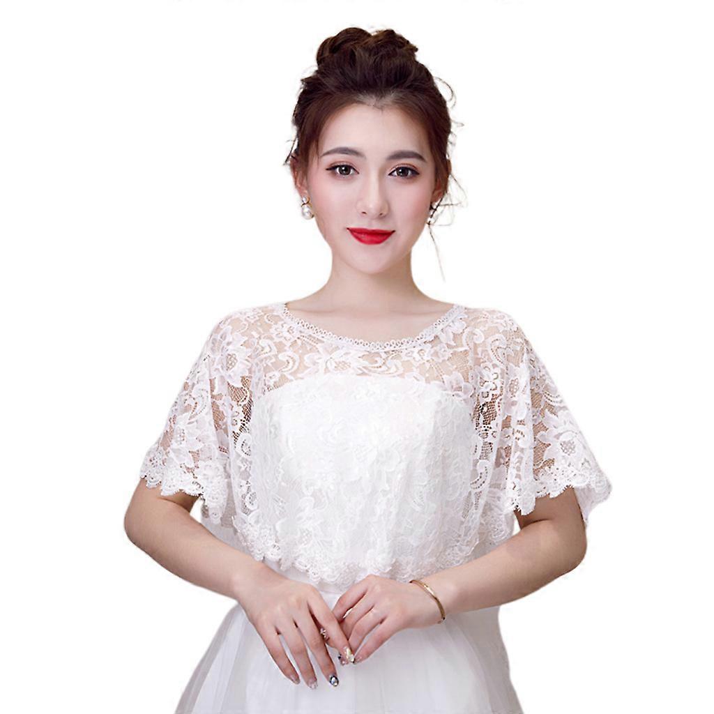 Γυναικεία Vintage Πλήρης Floral Δαντέλα Κάπα Wrap Στρογγυλό Βελονάκι Λαιμού Διάφανο Σάλι Shrug Shrug S