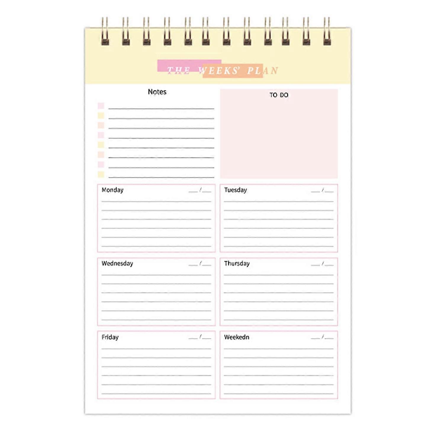 Weekly Planner Notepad with 52 Undated Sheets Spiral Binding Weekly Desk Planner Pad Personal