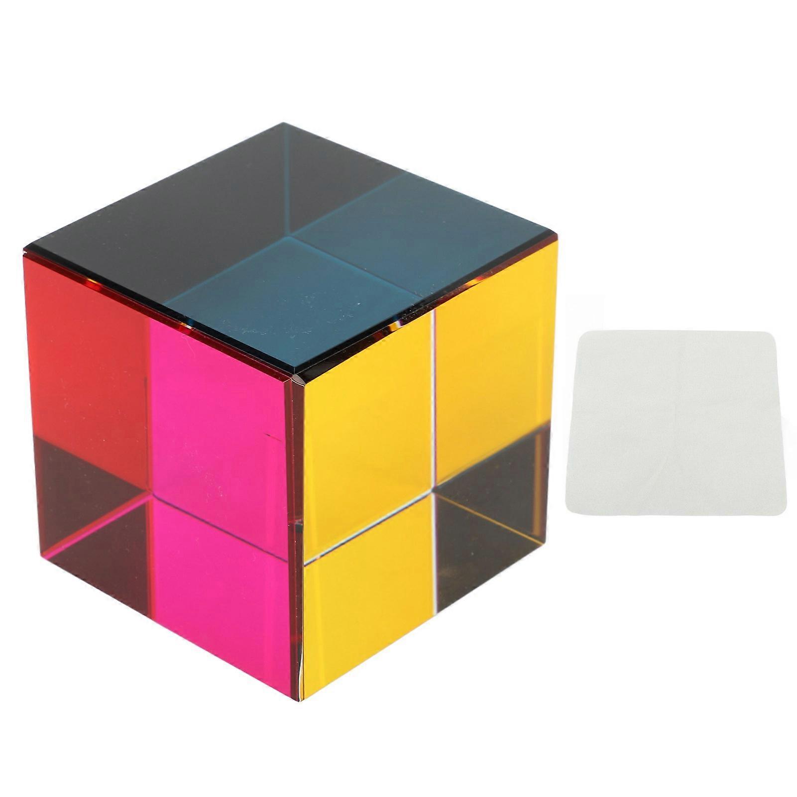 Color Cube Optical 6 Sides Cube Optical Cube Prism for Tabletop Ornaments Educational Toys Physics Toys 60mm