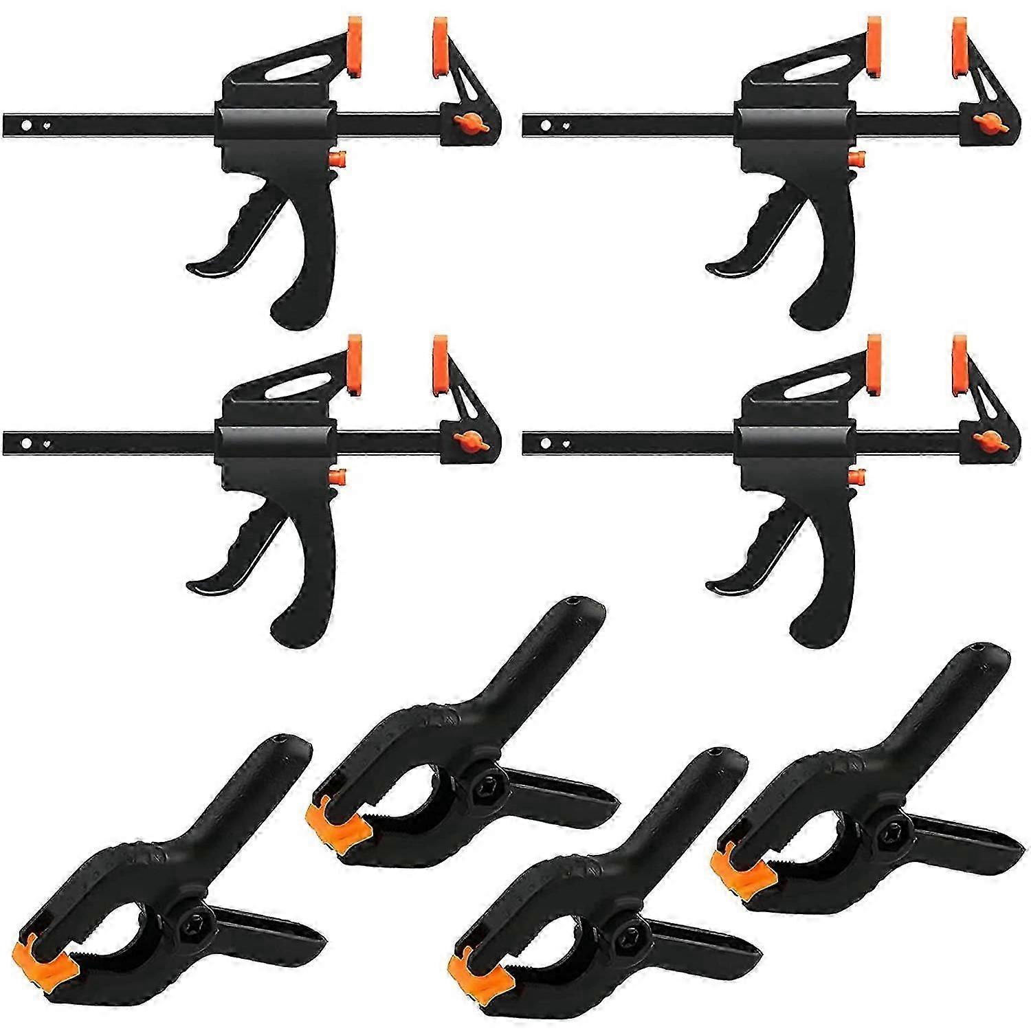 8 Pieces F- Clamp Kit, Quick Release Screw Clamp Set -One Hand DIY Hand Tool Kit