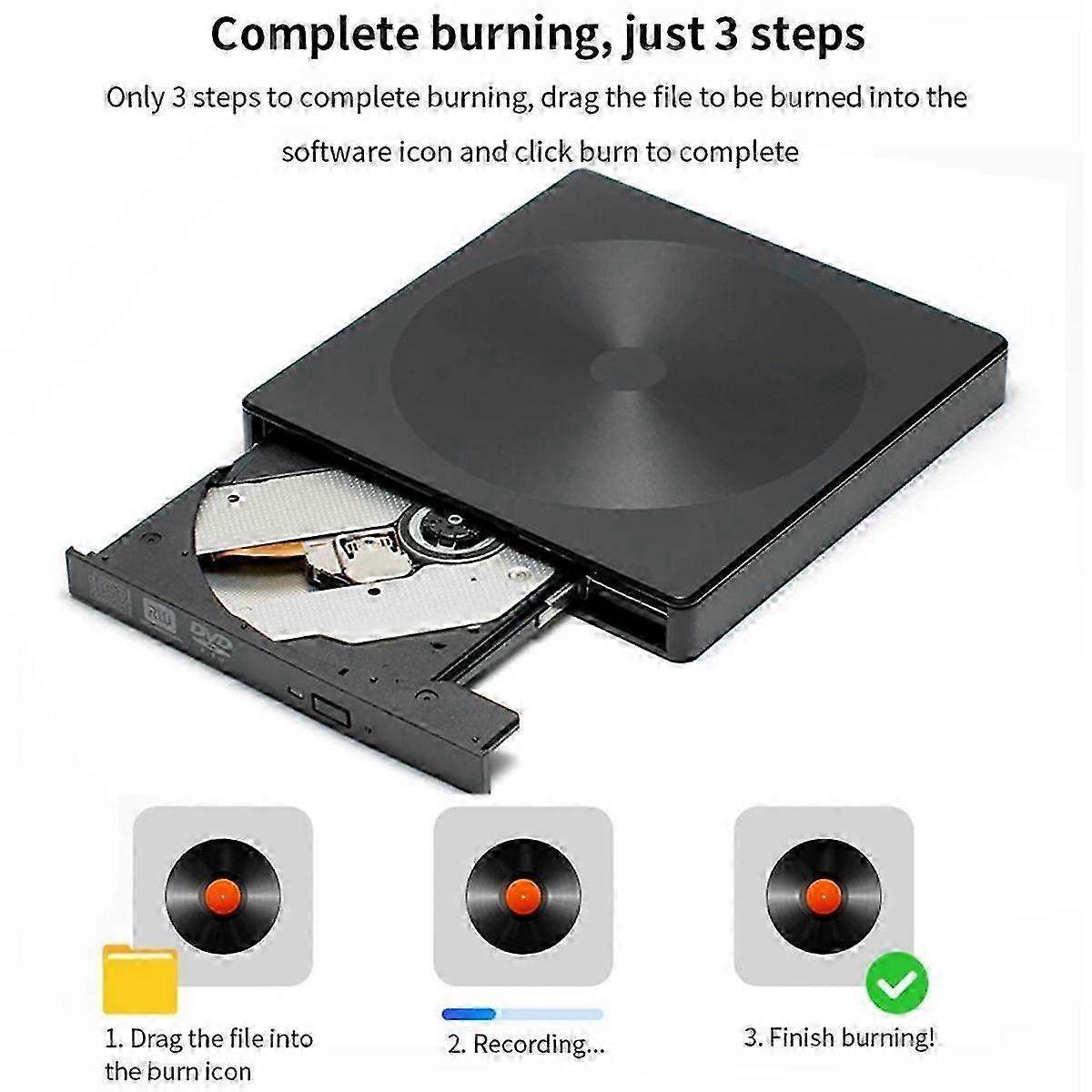 Dvd External Usb3.0 Reader Cd Player Burner Optical Disk Drives For Pc Laptop Notebook