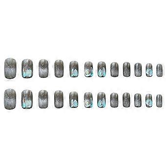 Herbruikbare Vierkante Druk Op Spijkers Oogverblindende Elf Neppe Lijm Op Nagels Zilveren Spijkers Tips Jelly Lijm Model