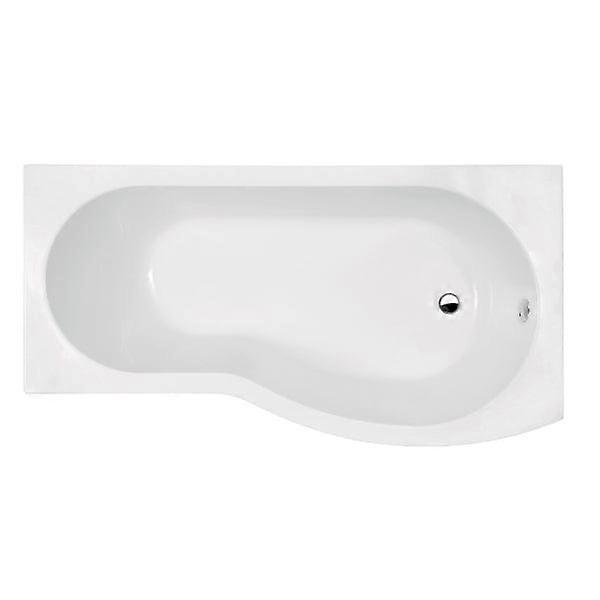 Nuie Square P Shape Shower Bath - White