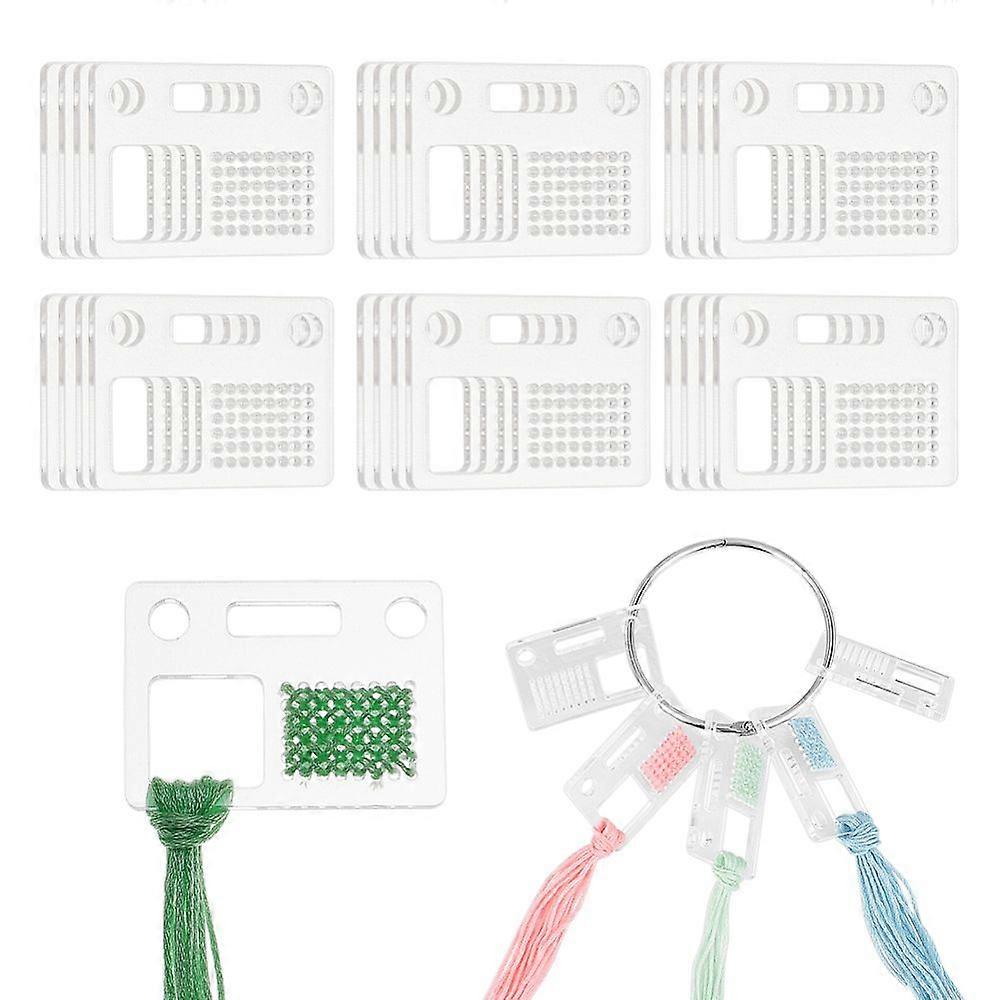 Acrylic Bobbins Cross Stitch Thread Bobbins Rectangle with Iron Loose Leaf Book Binder Hinged Rings Clear 24.5~69x70x3mm