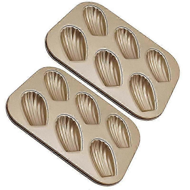 2er-Pack Madeleine-Kuchenformen, antihaftbeschichtete, robuste Madeleine-Backformen zum Backen im Ofen (Champagnergold)