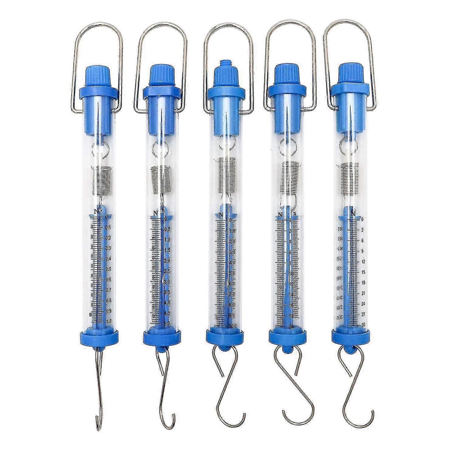 Spring Scale, Set of 5 Transparent Spring Balance Hanging Tube Spring Scale Set ( 1N, 5N, 10N, 20N