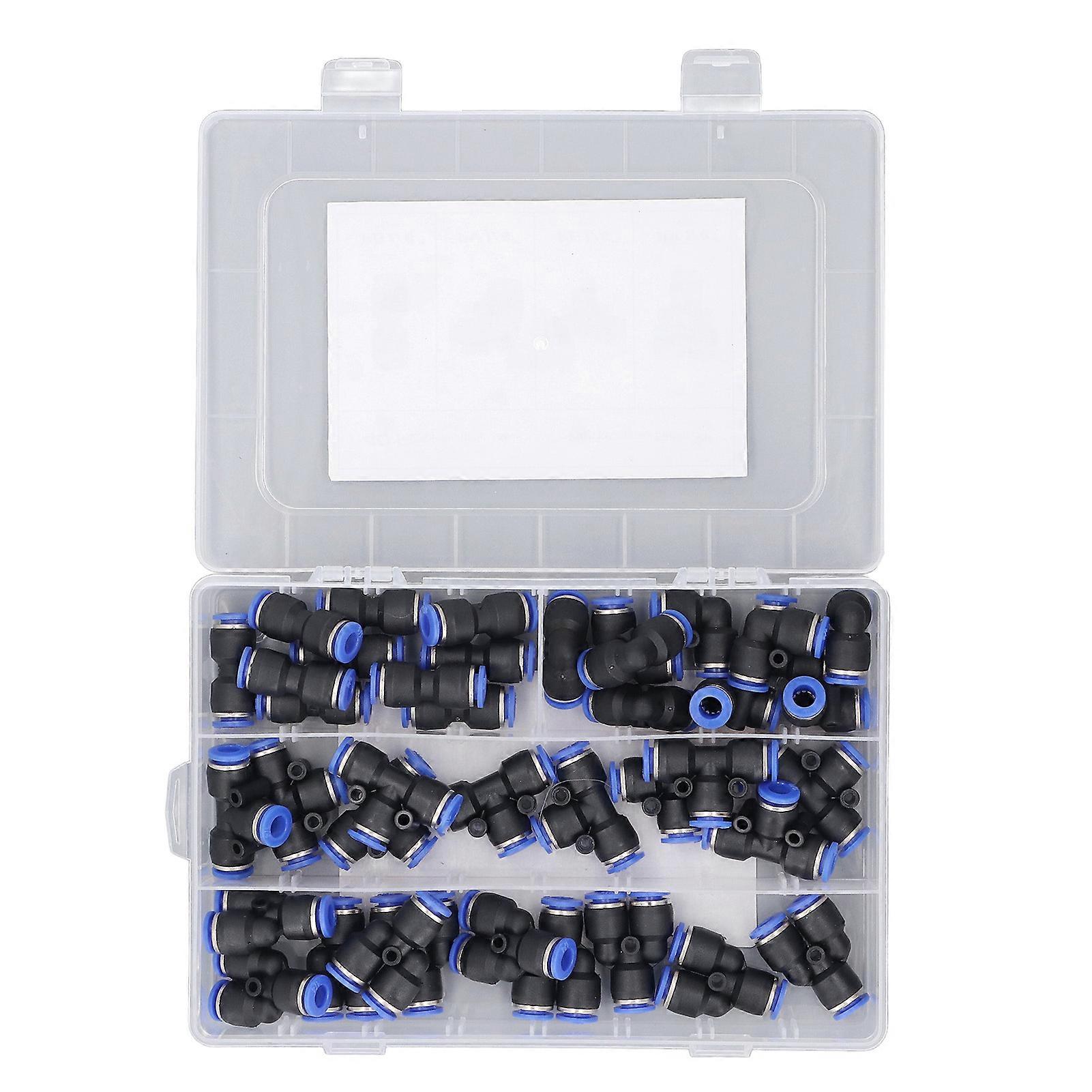 40 Pieces 1/4 Inch Pneumatic Fitting Kit Push to Connect Splitter Tee Elbow Straight Connectors for PU Nylon Soft PE Pipe 