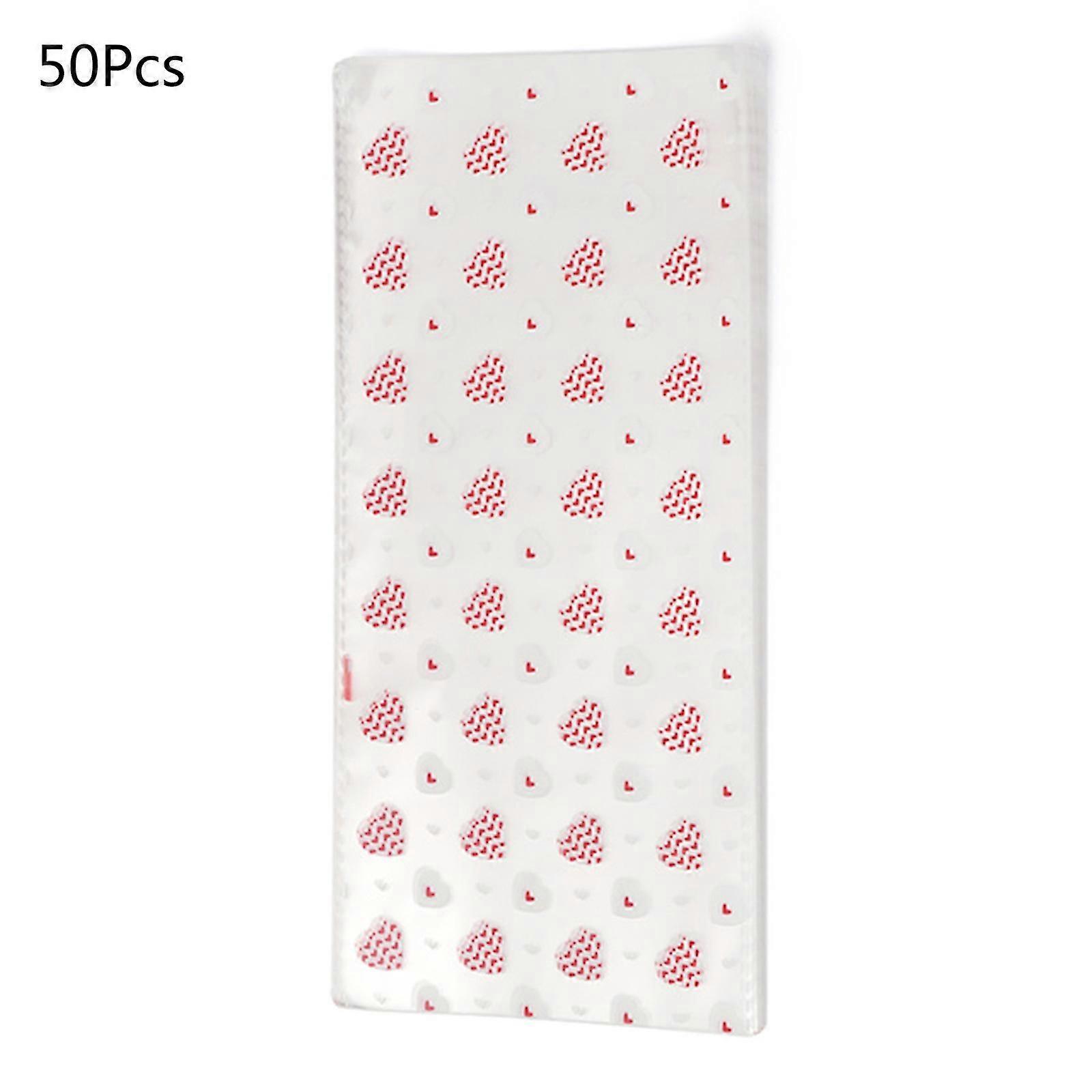 عبوة من 50 حقائب حلوى السيلوفان حفلة عيد الحب حقيبة حفلات مطبوعة بقلب مختلط