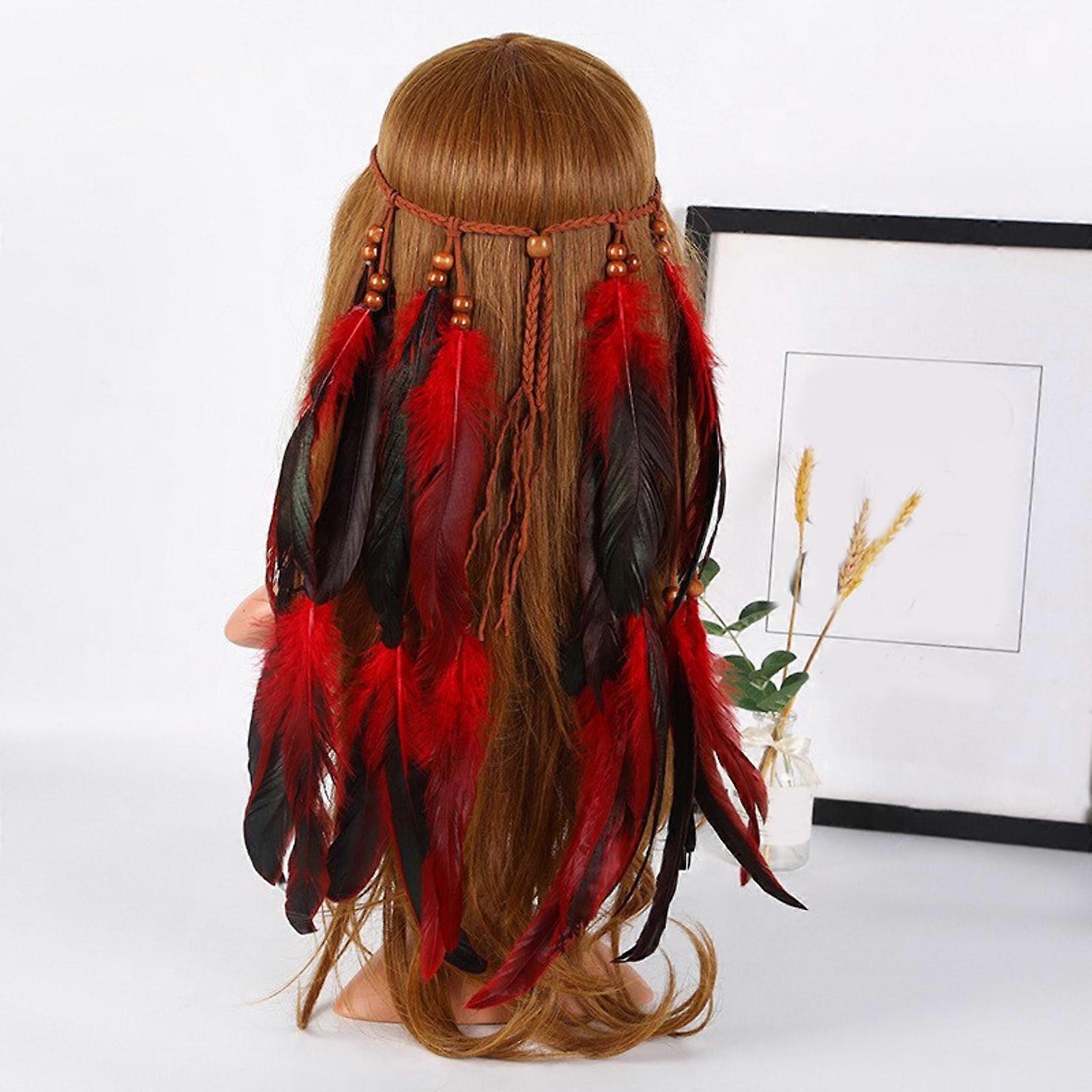 Μποέμ Γυναίκες Headband Vintage Hippie Φτερό κόμμωση Headpiece Για Κυρίες Κορίτσια Ινδικό Έθνικ Headbands Αξεσουάρ μαλλιών