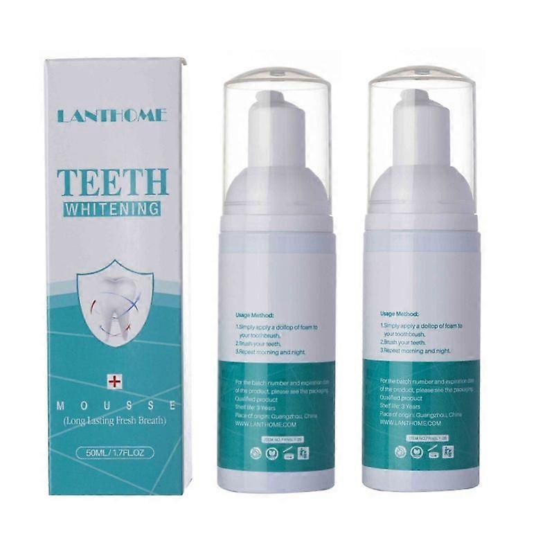 2Pcs Teeth Whitening Foam Toothpaste Stain Removal Teeth Deep Cleansing Mousse