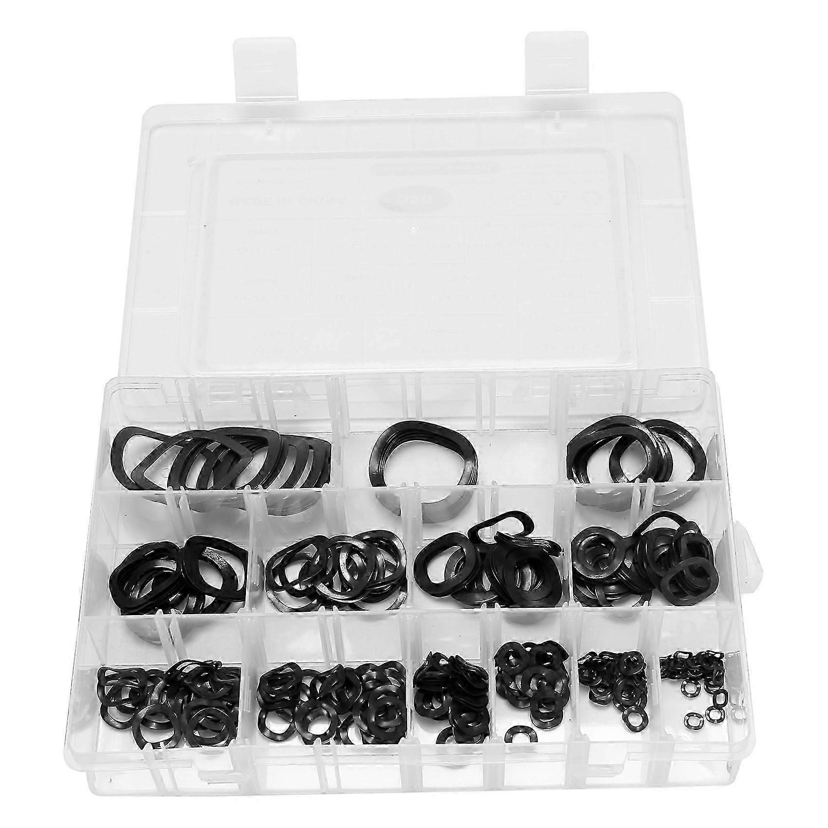 320pcs Carbon Steel Compression Type Wavy Wave Crinkle Spring Three Wave Washers Assortment Kit