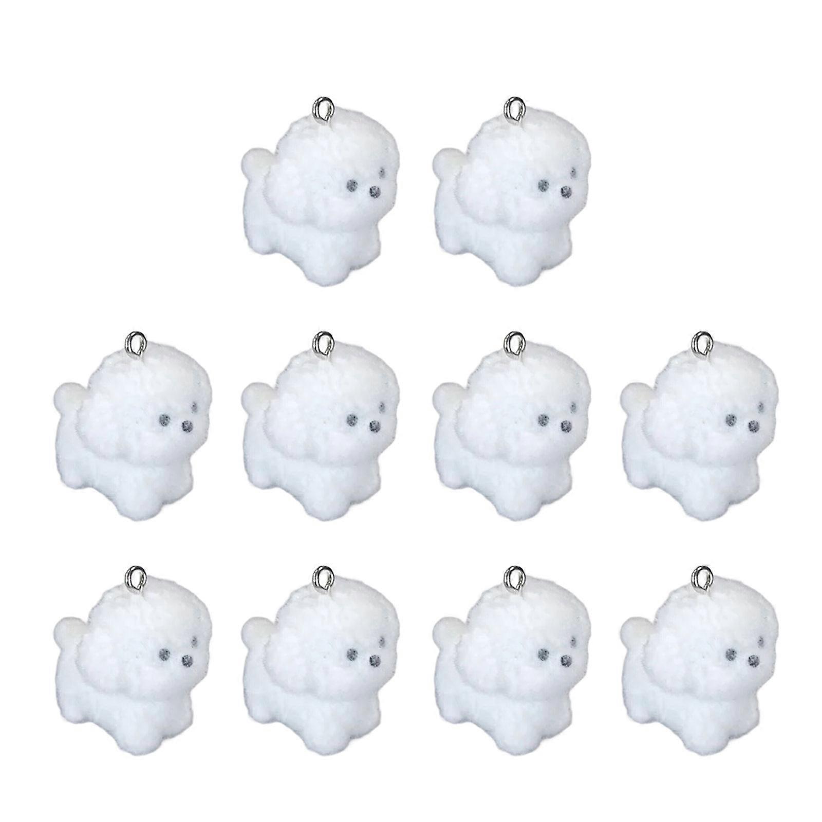 Creative Puppy Shaped Resin Pendant Charming Puppy Designs Resin Flocking Pendant for Collectors and DIY Enthusiasts