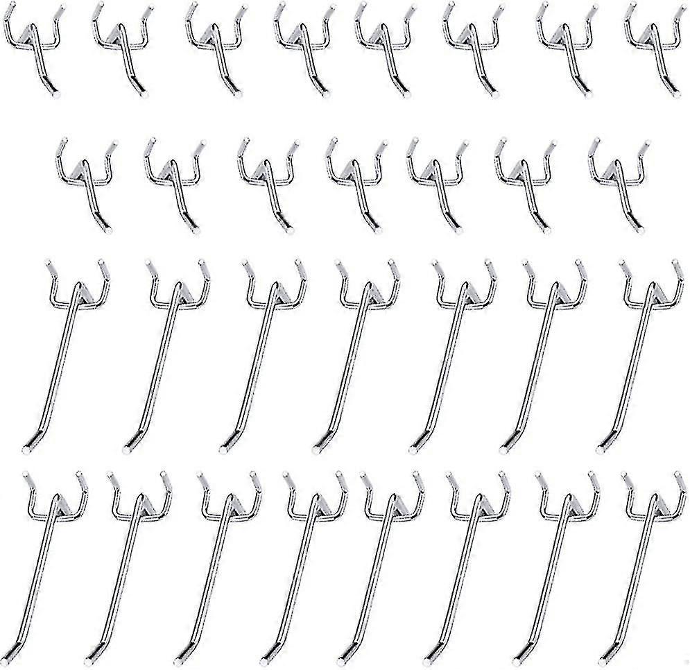 30 Pcs Perforated Panel Hooks Metal Hooks For Perforated Panel Accessories-5 Cm Single Hook Set For Garages, Tool Sheds, Workshops