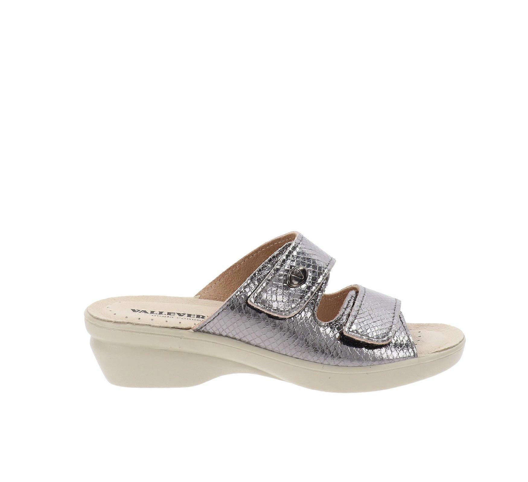 Sapatos Femininos Valleverde Chinelos de Couro Falso com Fecho de Rasgo VV25312A