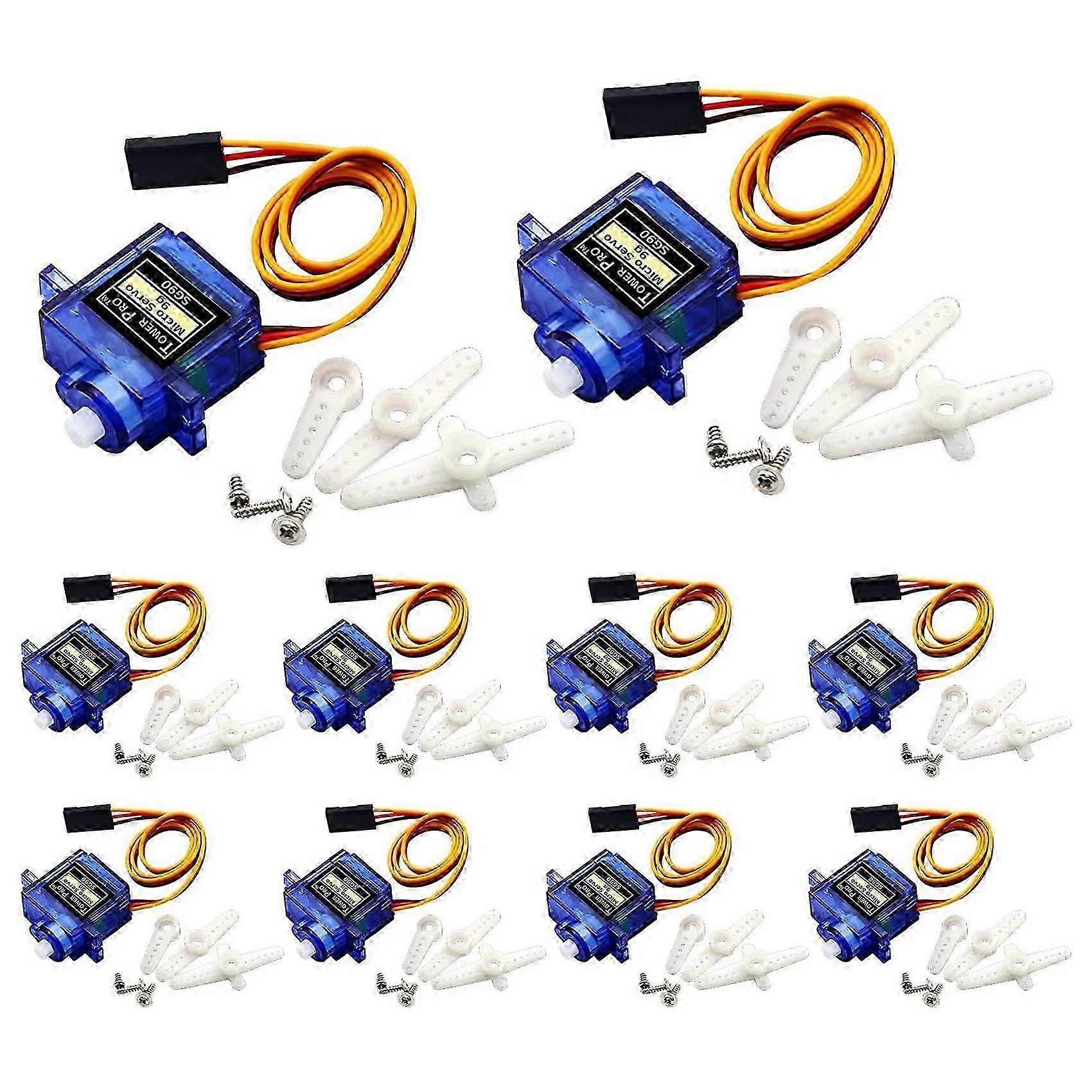 10Pcs SG90 Micro-Servo Motor Mini 9G for RC Robot Helicopter Airplane Boat Controls
