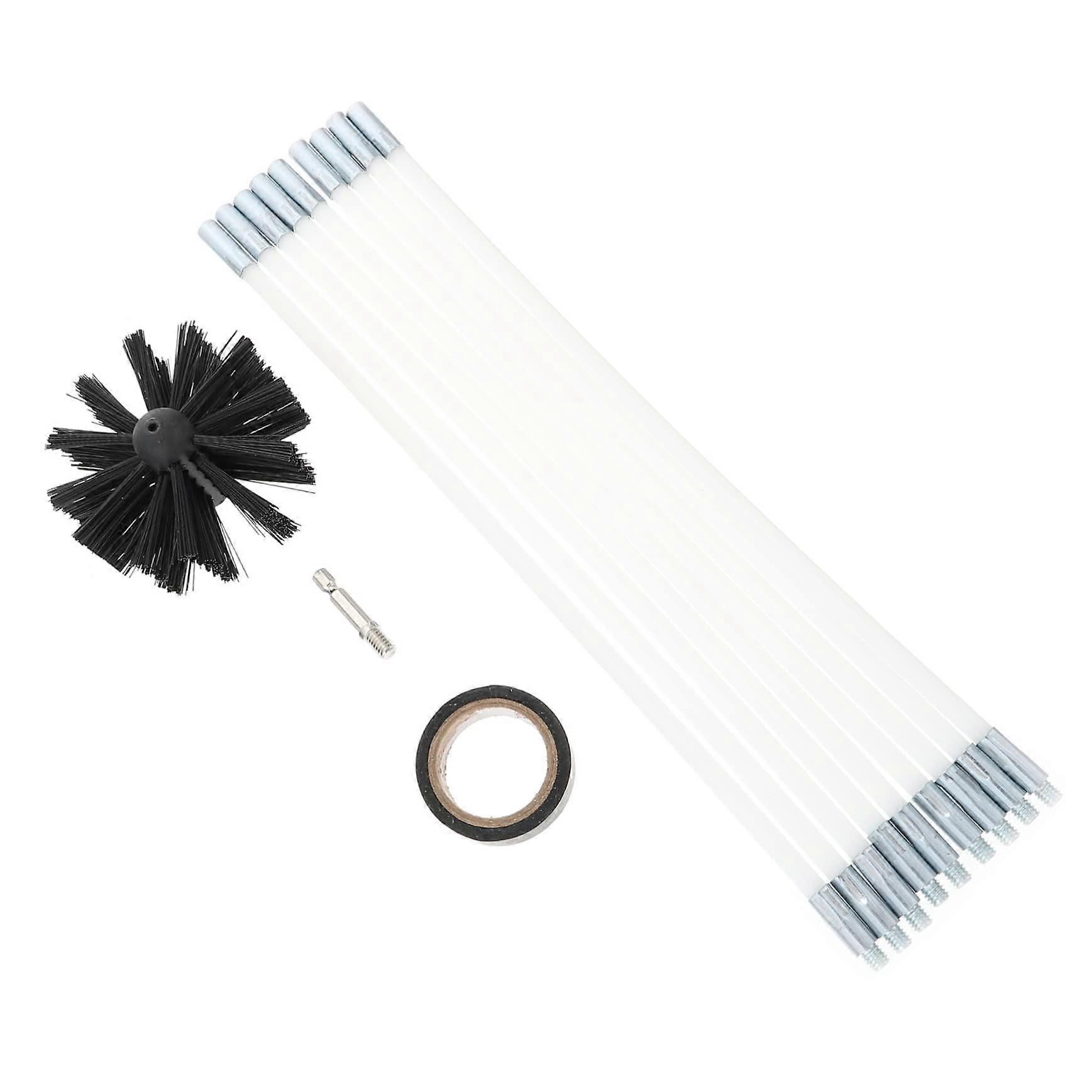 White Plastic Chimney Brush Set for Fireplace and Dryer Duct Cleaning, 12-Inch Size, Durable Material, Easy to Use
