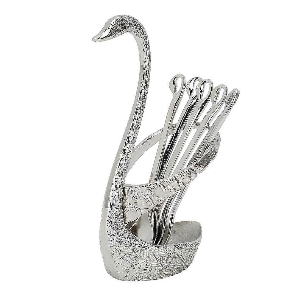 Silver Coffee Spoons, Swan-Shaped Bracket Decorative Dessert Spoon