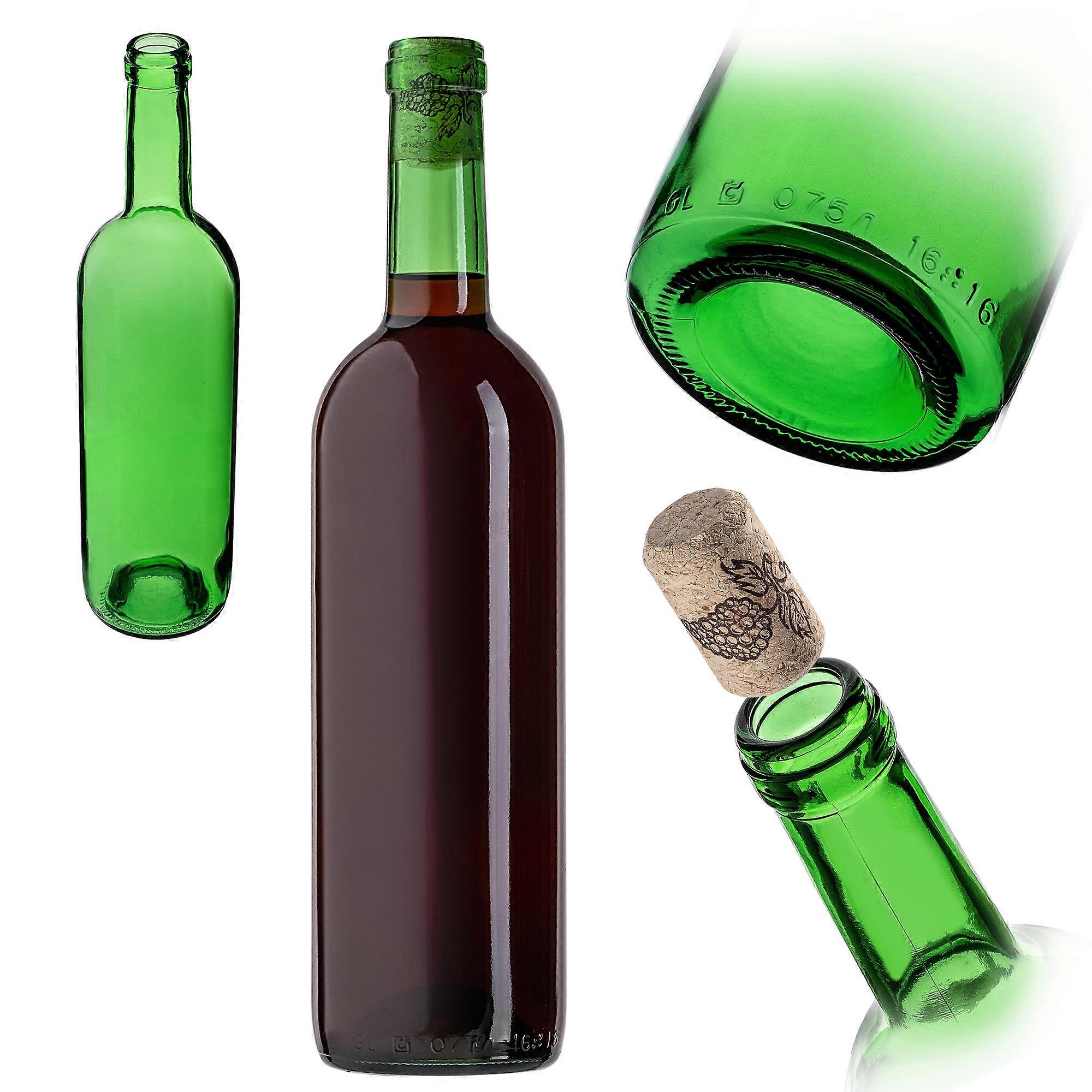 KADAX Wine Bottle with Cork Bordeaux 0.75L 750ml Wine Bottles Cider Glass