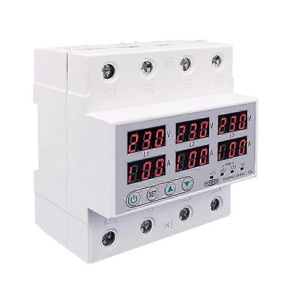 380V Din Rail 3 Phase Voltage Relay: Over & Under Voltage Monitor and Protect with Voltmeter Ammeter