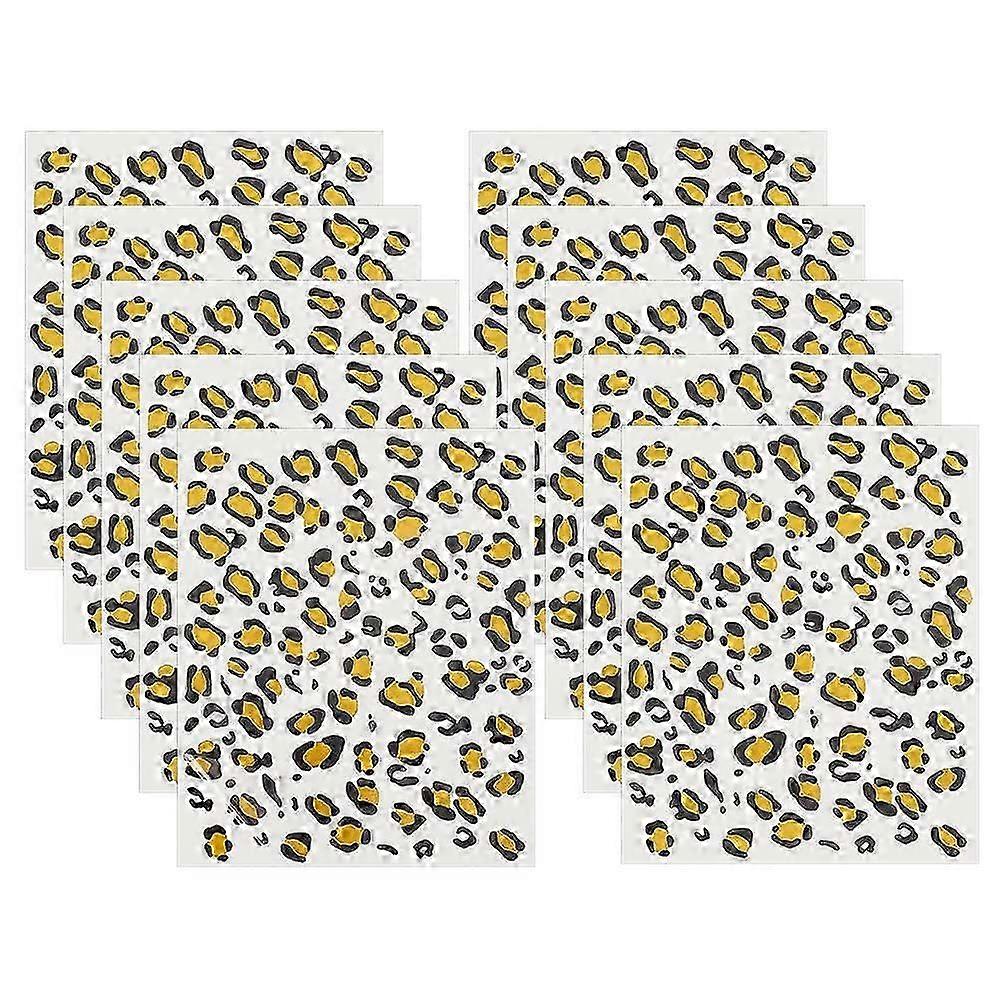 10Sheets Temporary Leopard Tattoo Stickers 5x6 Inch Cheetah Leopard Print Tattoo Stickers Leopard Face Stickers Removable Stickers