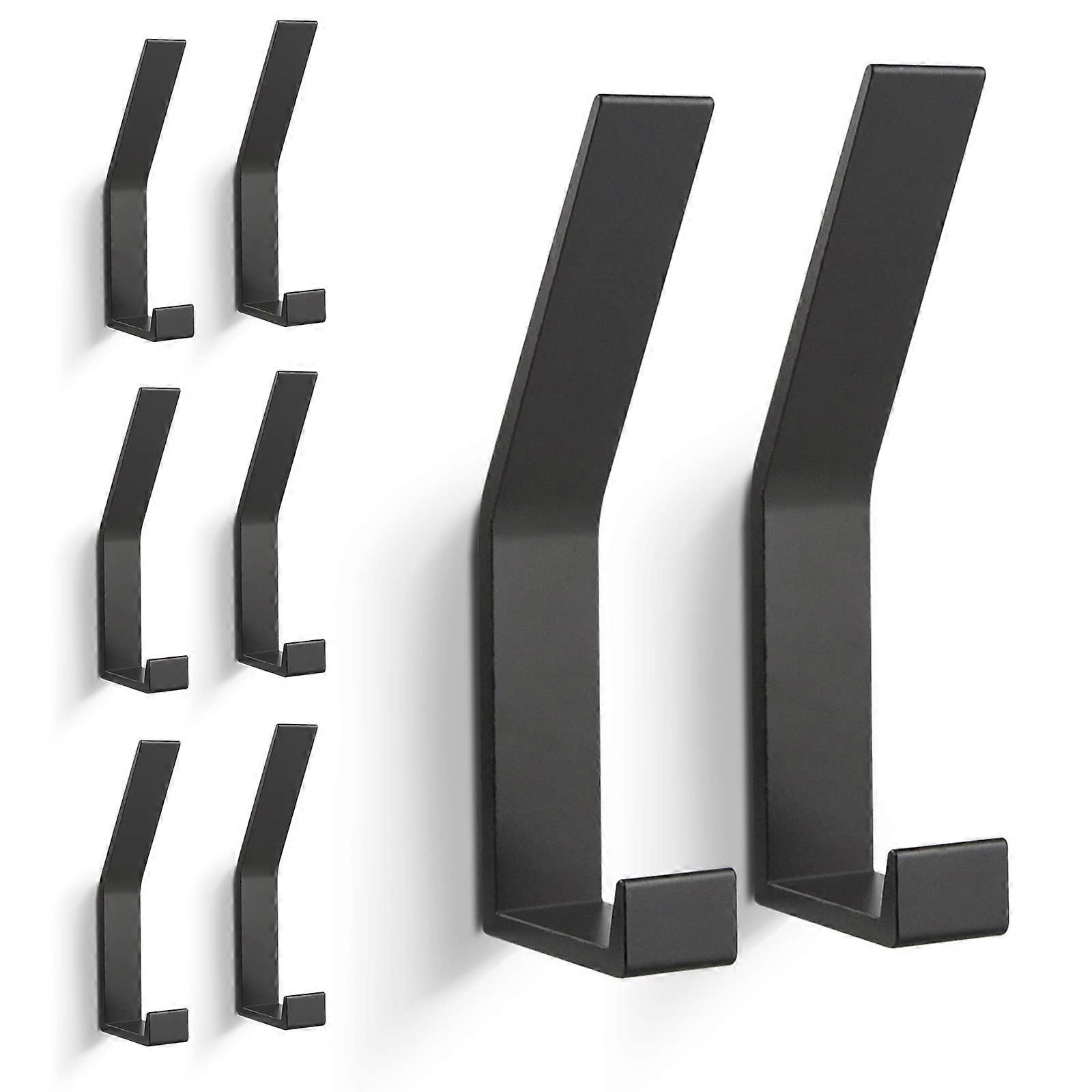 Jacket Hooks Wall Mounting, 8 Pack Black Wall Hooks for Jackets, Towels, and Coats, Durable Metal Design