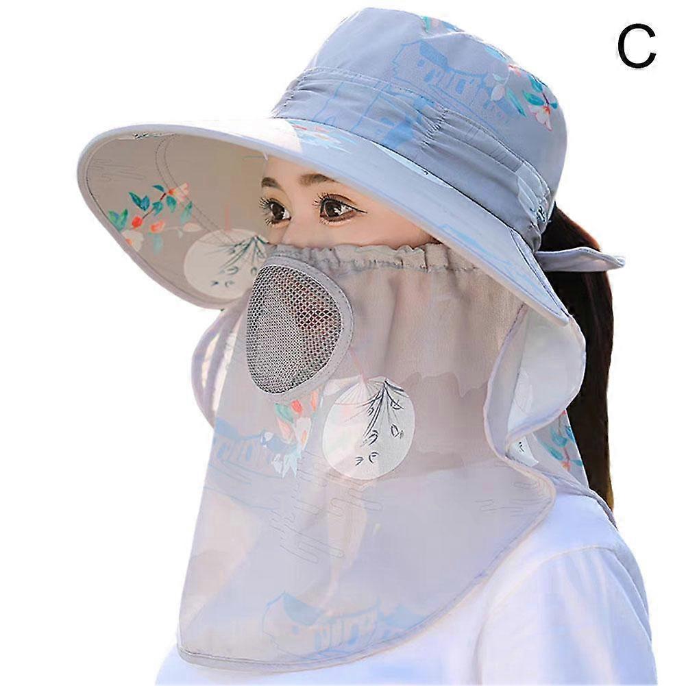 Female Summer Tea Picking Can Tie Ponytail Big Brim Proof Uv Neck Sun Protection