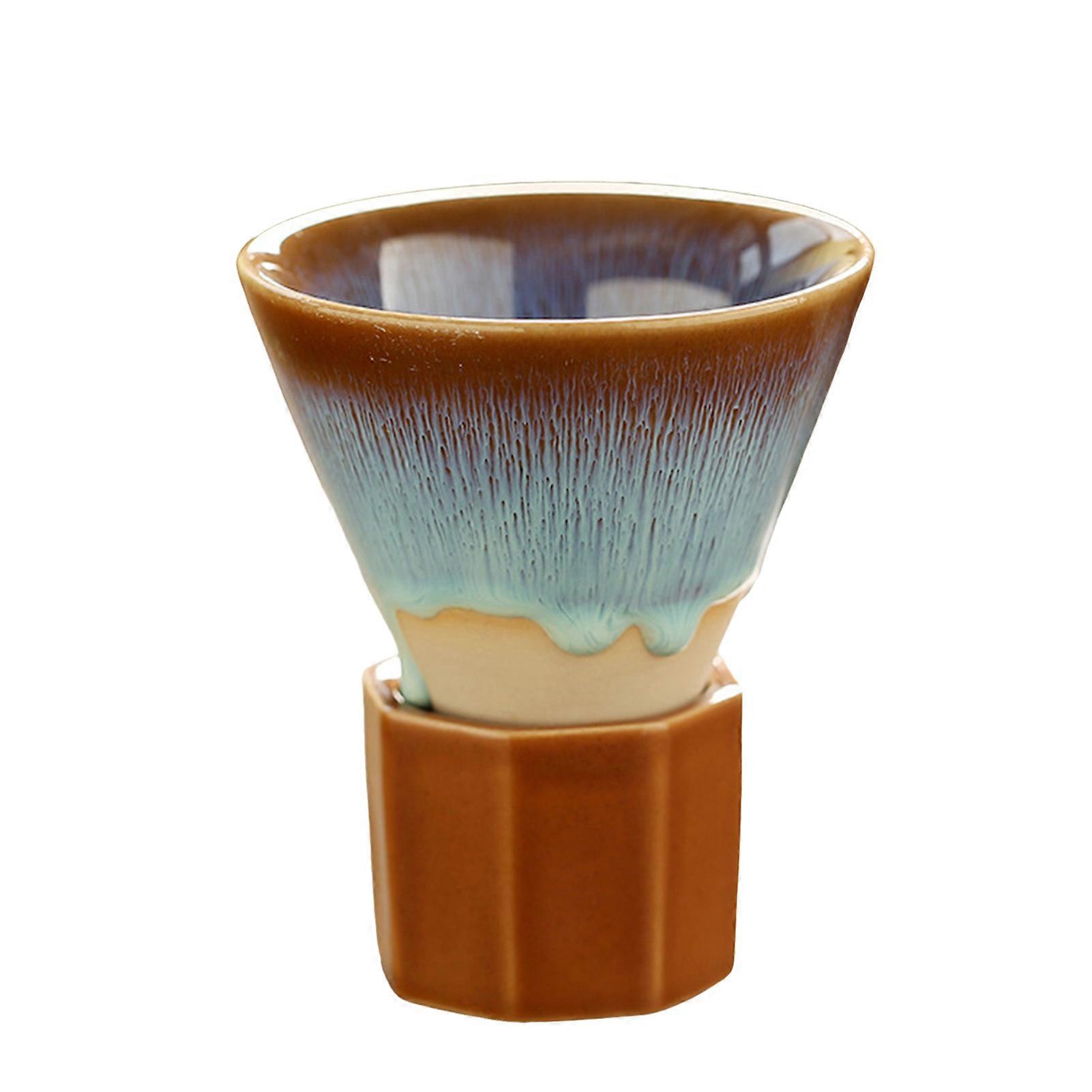 Ceramic Latte Coffee Mug Stable Structure Pull Flower Cup with Base Suitable for Afternoon Tea Time