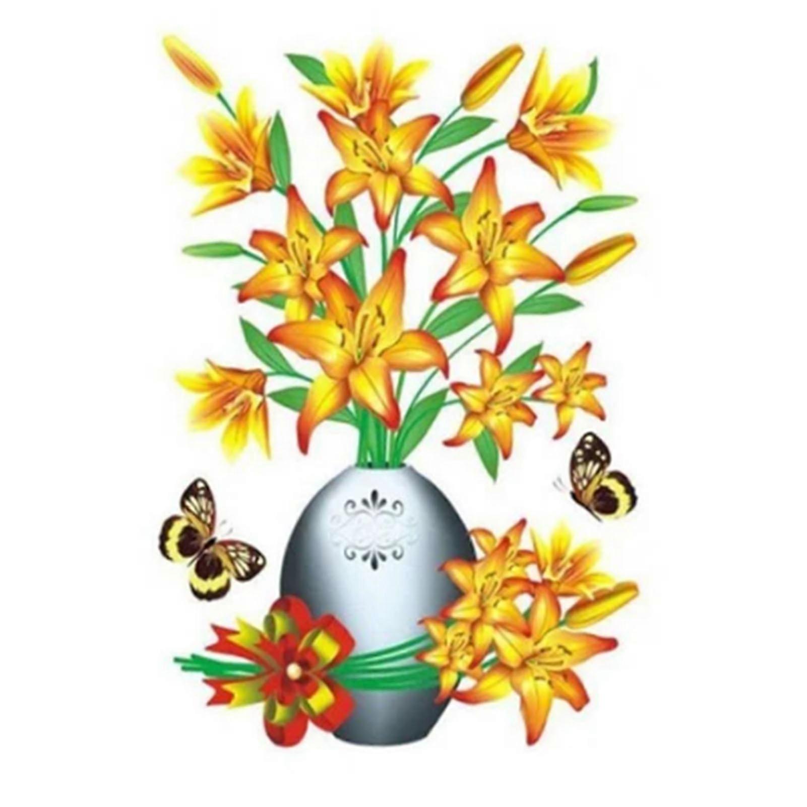 DIY Simulation Plant Vase 3D Stereo Stickers Self Adhesive Suitable for Smooth and Flat Surfaces