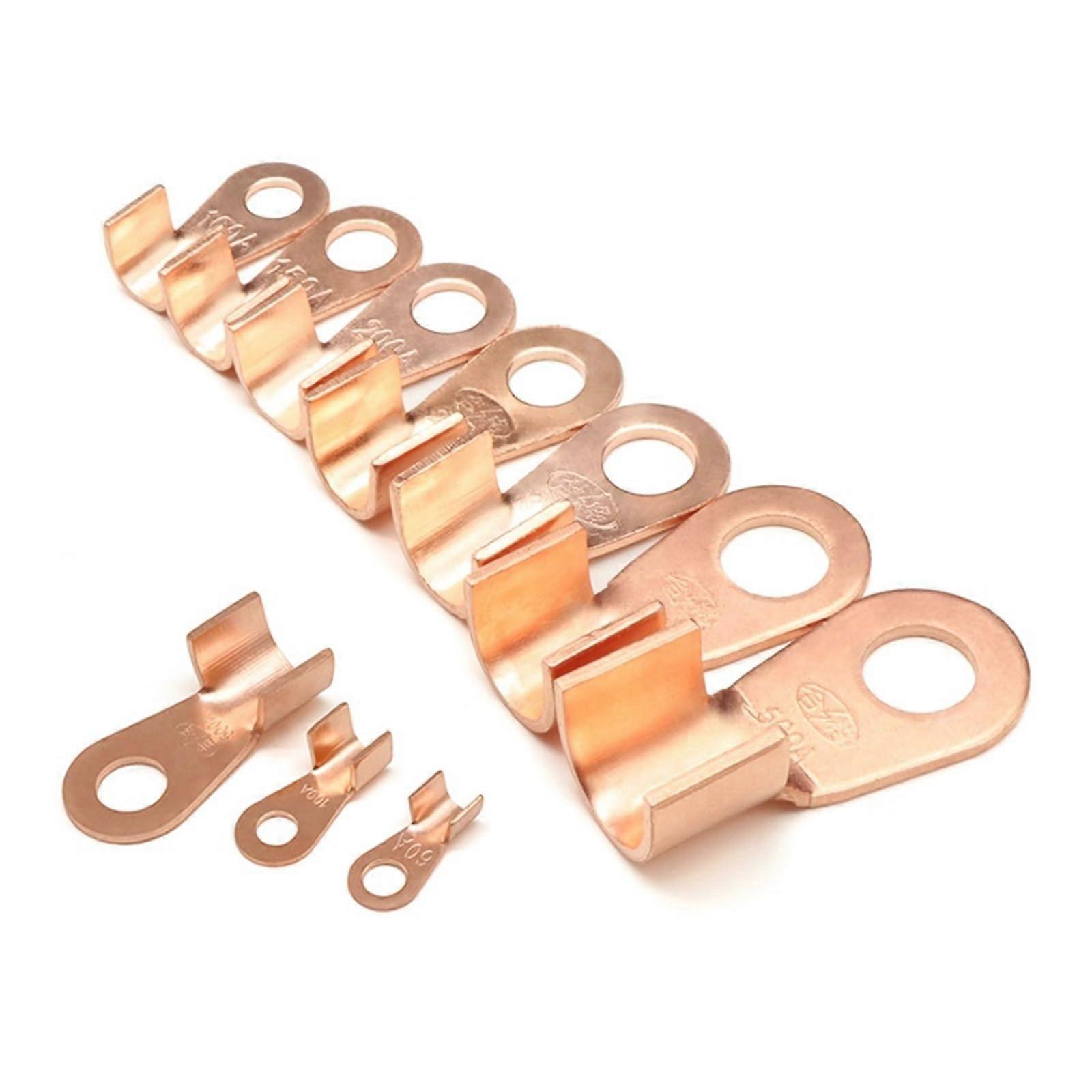 Wire Terminal OT Type 30A Red Copper Nose Lug Crimp Open-Mouth Cable Connector Splice, 100 Pieces