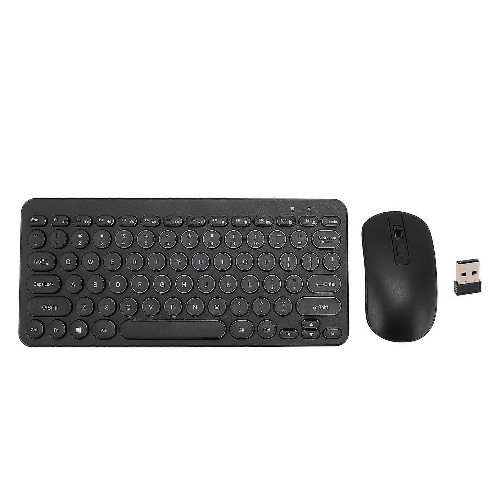 2.4G Wireless Keyboard Combo Ergonomic Round Keycaps 78 Keys Quiet Keyboard Mouse for Desktop Laptop