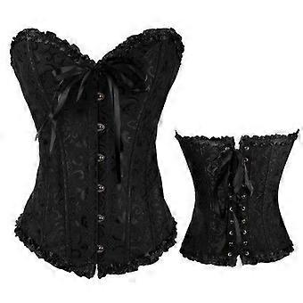 Womens Waist Cincher Lace up Disossato Basco Corsetto Shapewear-Nero (3XL)