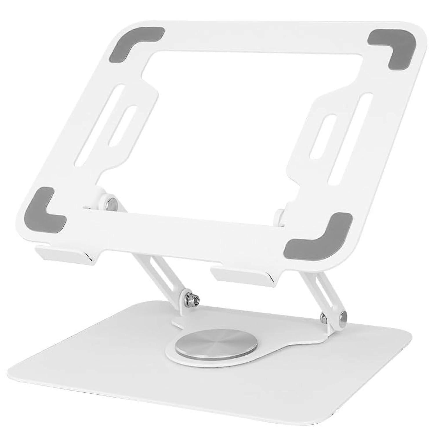 Adjustable Laptop Stand with 360 Rotating Base Foldable for Desk White