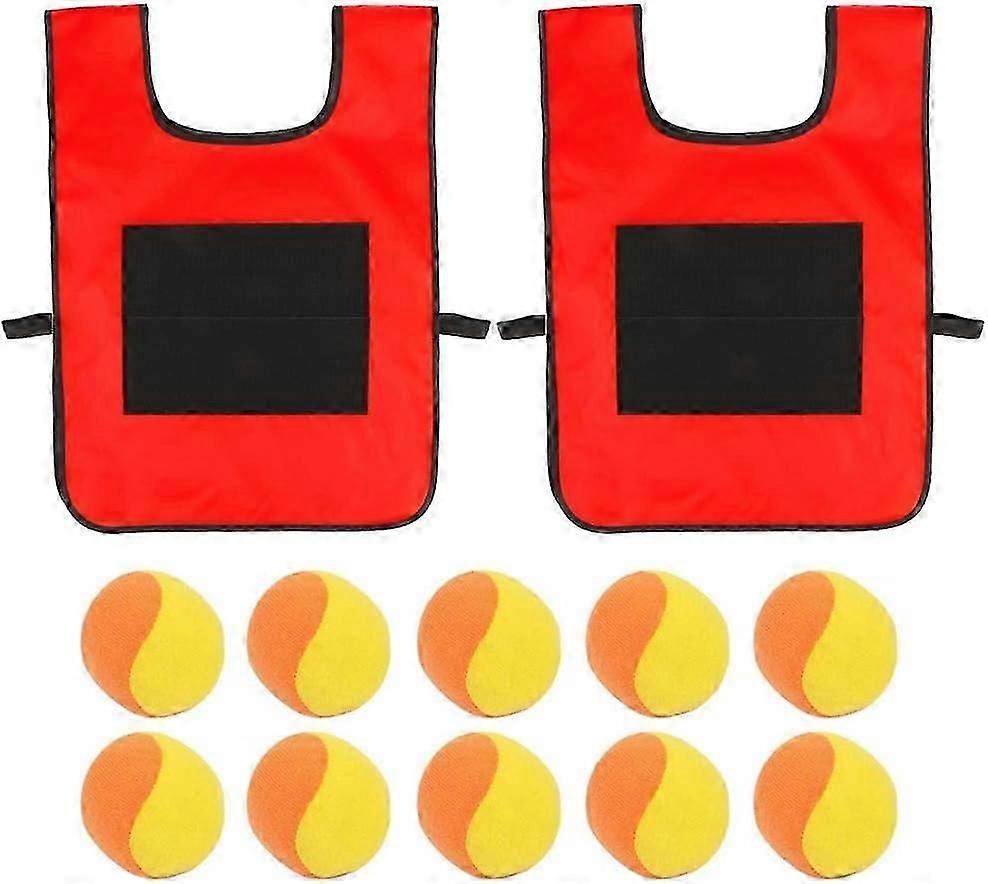 Dodgeball Game Vests, Adjustable Sticky Vests Set For Indoor Outdoor Game, Interactive Fun With Soft Fleece Balls, Promotes Child Development, 2Pcs we