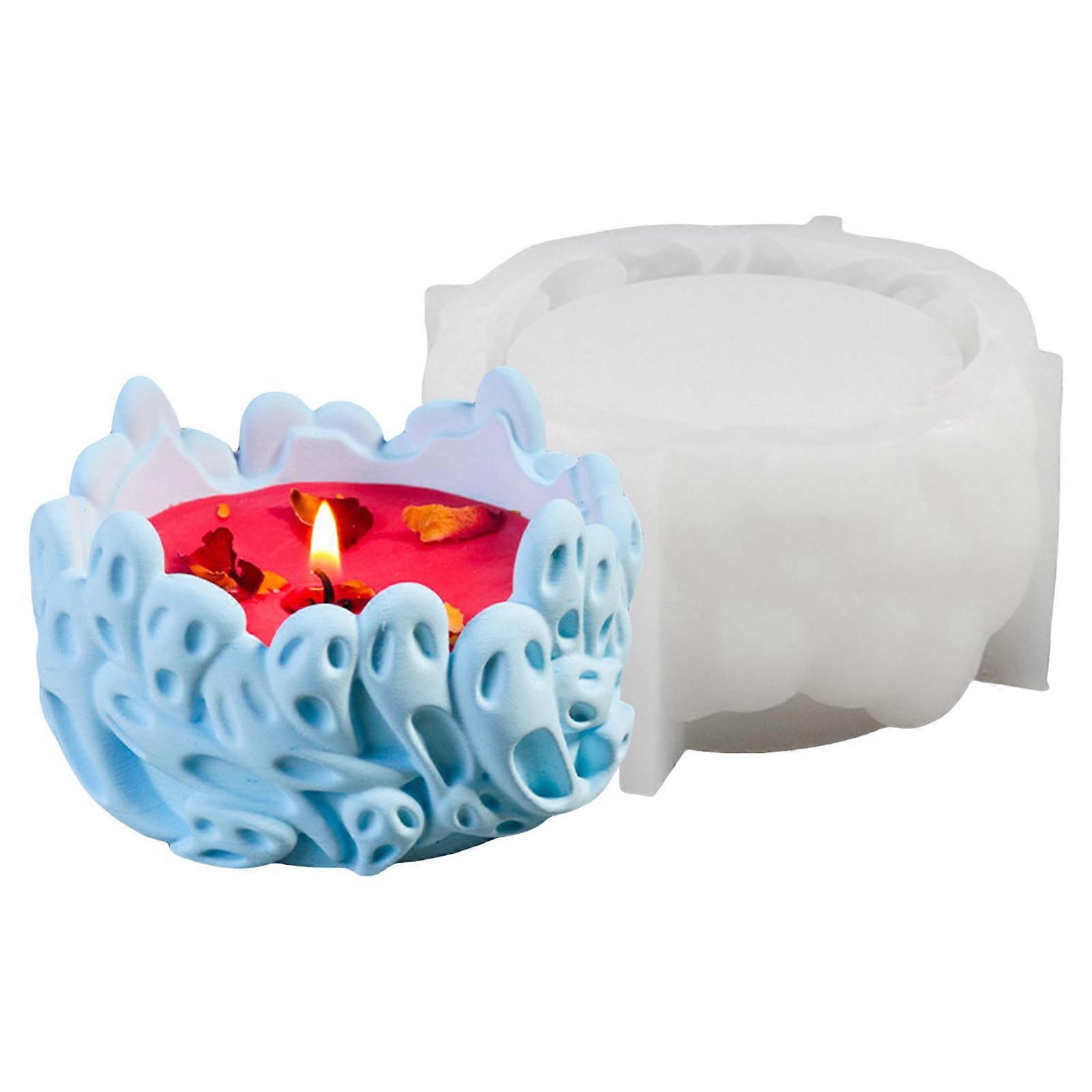 Silicone Handmade Molds Skull Shape Craft Molds Candle Holder Molds Candle Stand Mold for Hand-Making Candle Holder