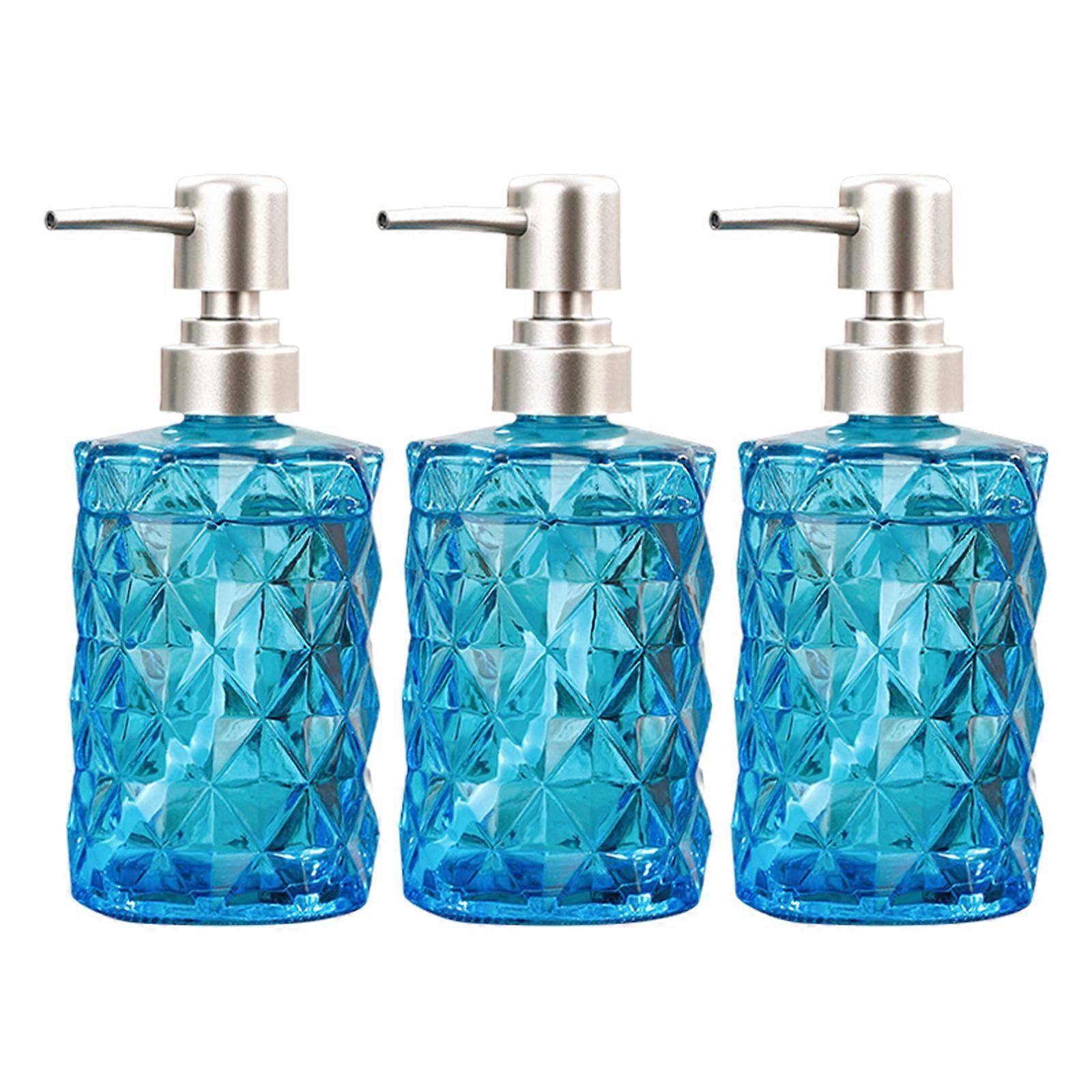 3PCS Soap Dispenser 350ml Glass Bottles for Hand Soap Reusable and Convenient Lotion Bottles Sky Blue