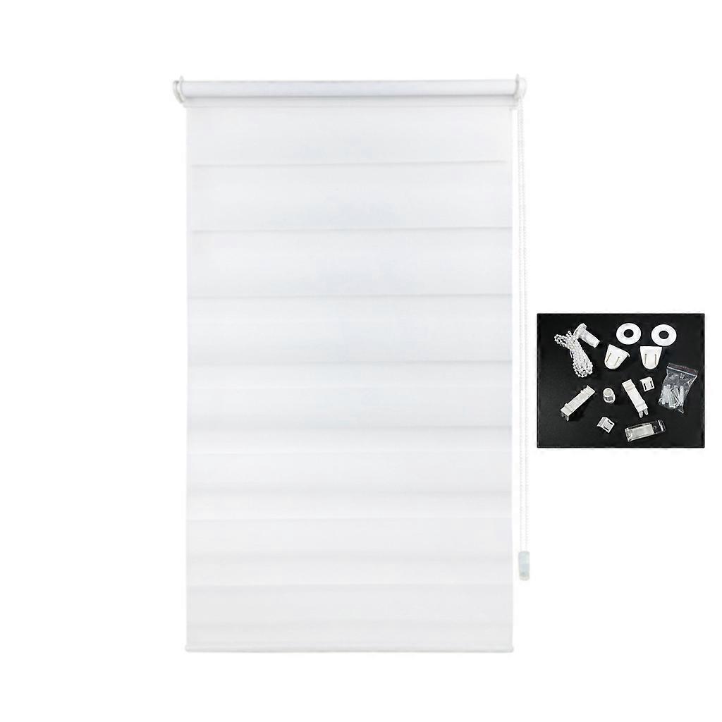Day and Night Zebra Roller Blind Double Translucent or Blackout for Vision Curtains for Window and Door with Install Accessories 60*150CM White