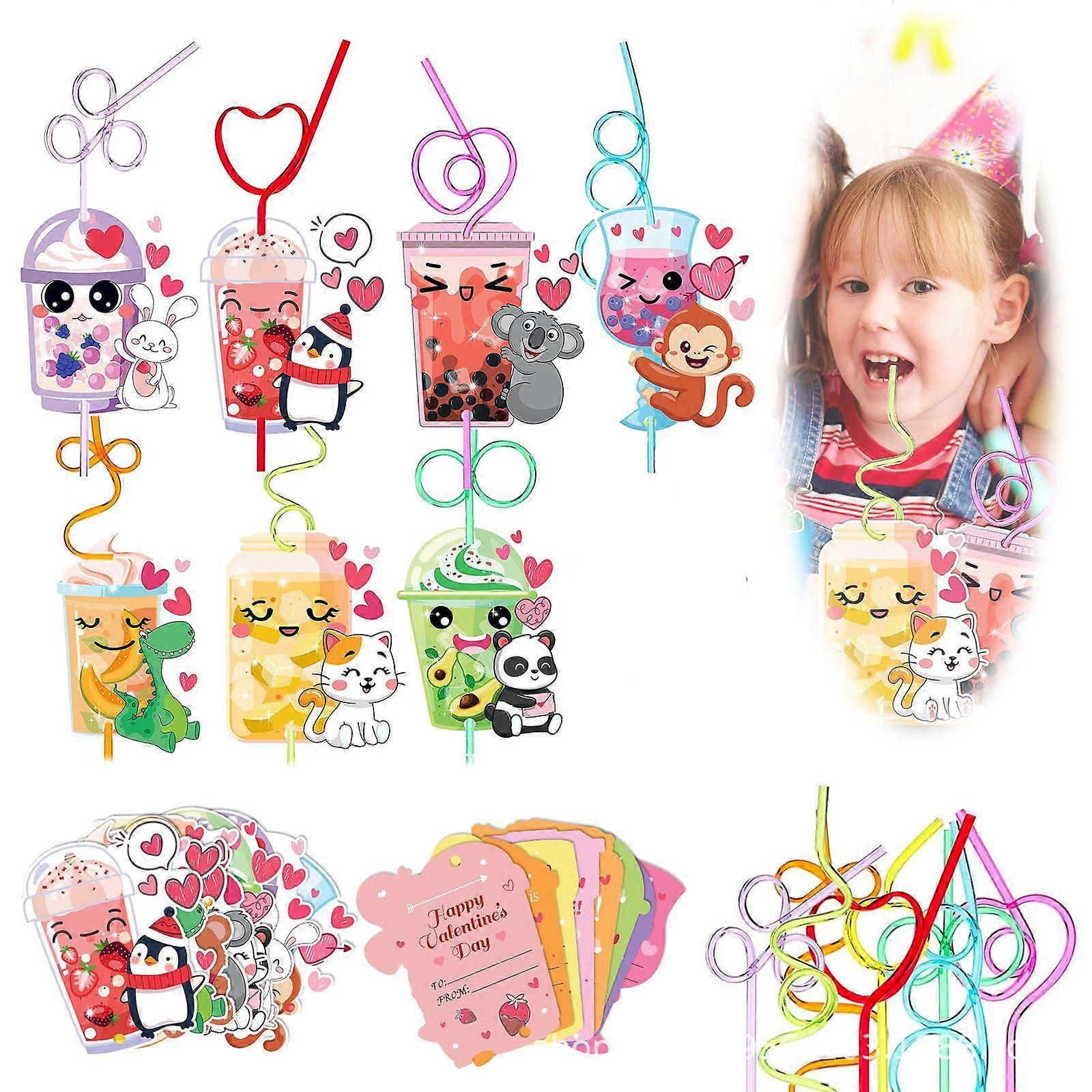 36Pcs Drinking With Kids Valentines Cards For Valentine 2025 Valentine Exchange Cards Valentines Day Cards With Colorful Loop Reusable Drinking For