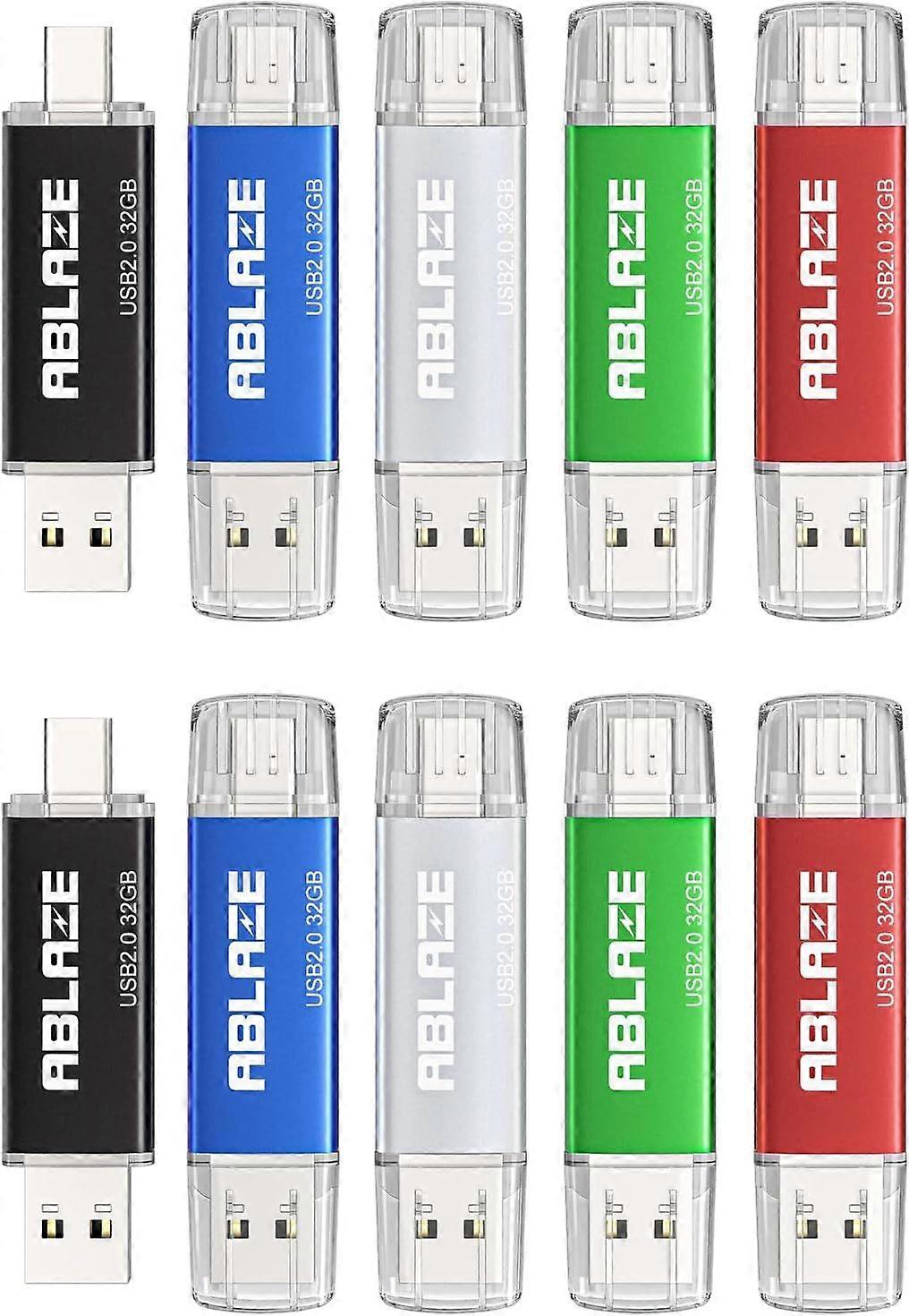 Clé USB de type C de 32 Go, paquet de 10, double clé USB 2.0 + clé USB C