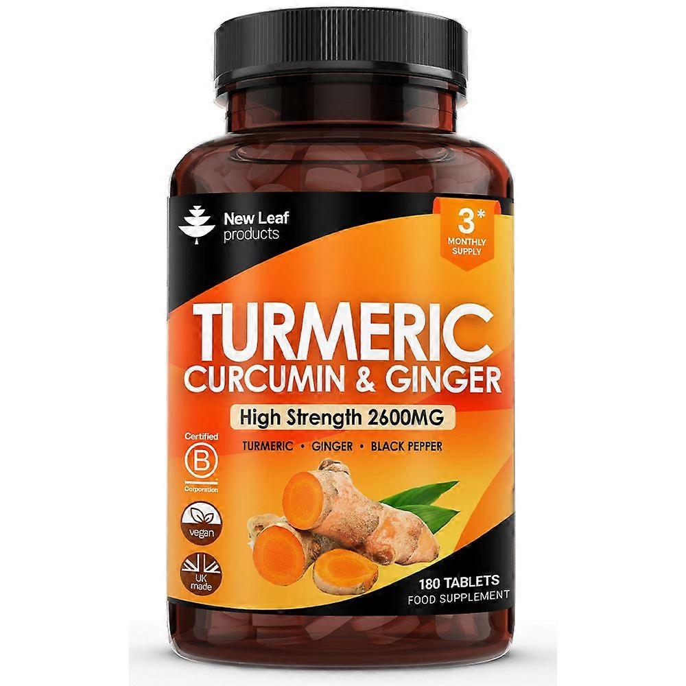 New Leaf Products， 姜黄补充剂 2600mg，生姜和黑胡椒，180片