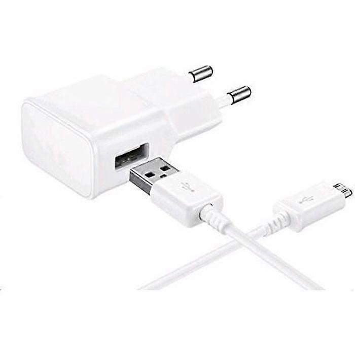 USB Cable and Wall Charger - Phonillico® - Compatible with Samsung Galaxy A3-A5-A6-A7 - 1 Meter - White - 2A