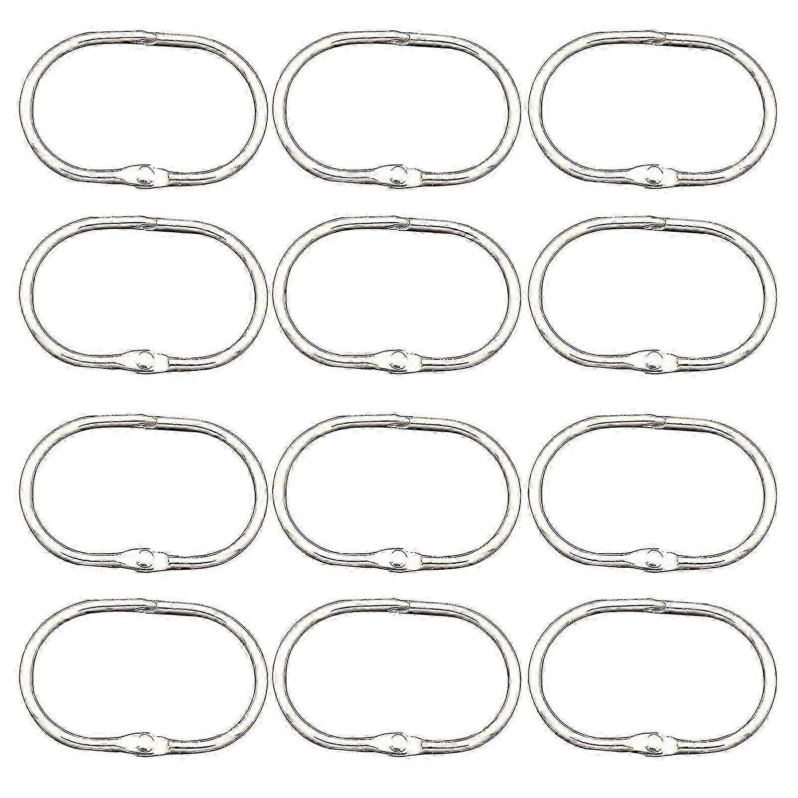 12個の防錆アンチドロップシャワーカーテンリング、滑らかなグライディングフック、シルバーのバスルームアクセサリー