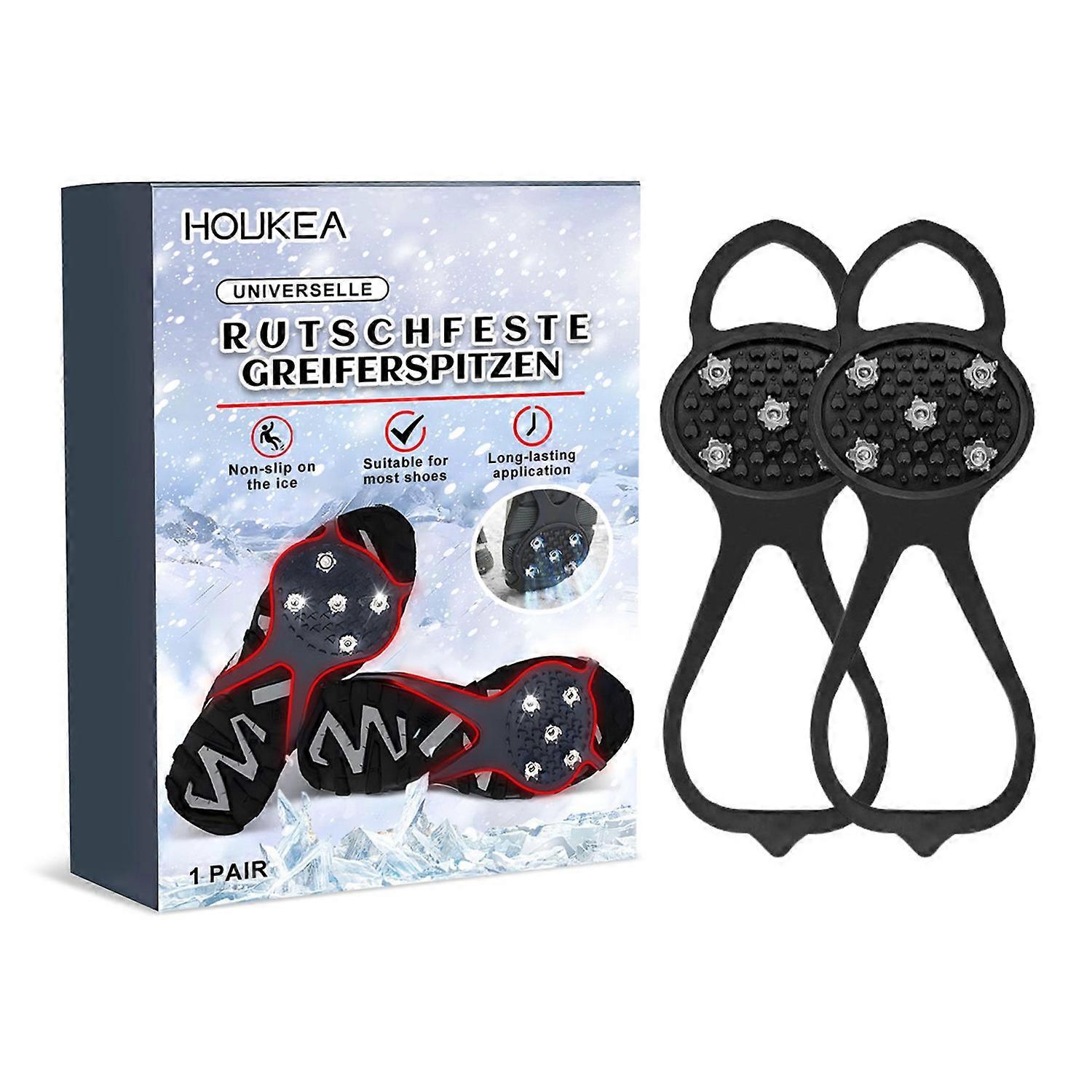 HOUKEA HKA06-A041-1-WH1 1 Pair Outdoor Anti-Slip Crampons Rubber+Spikes Snow Ice Ground Shoe Crampon