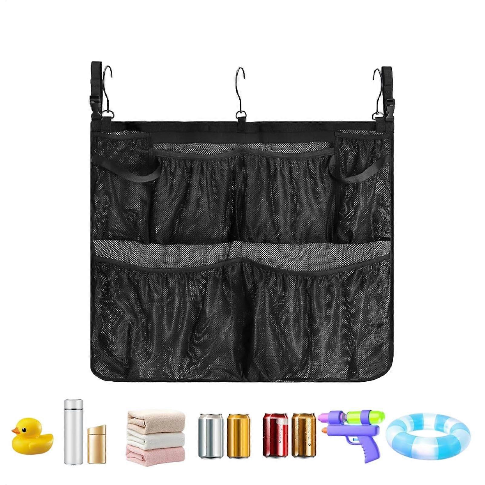 Storage bag for the aboveground pool, net organizer with hooks, hanging net bag, pool bag for home, camping, beach parties