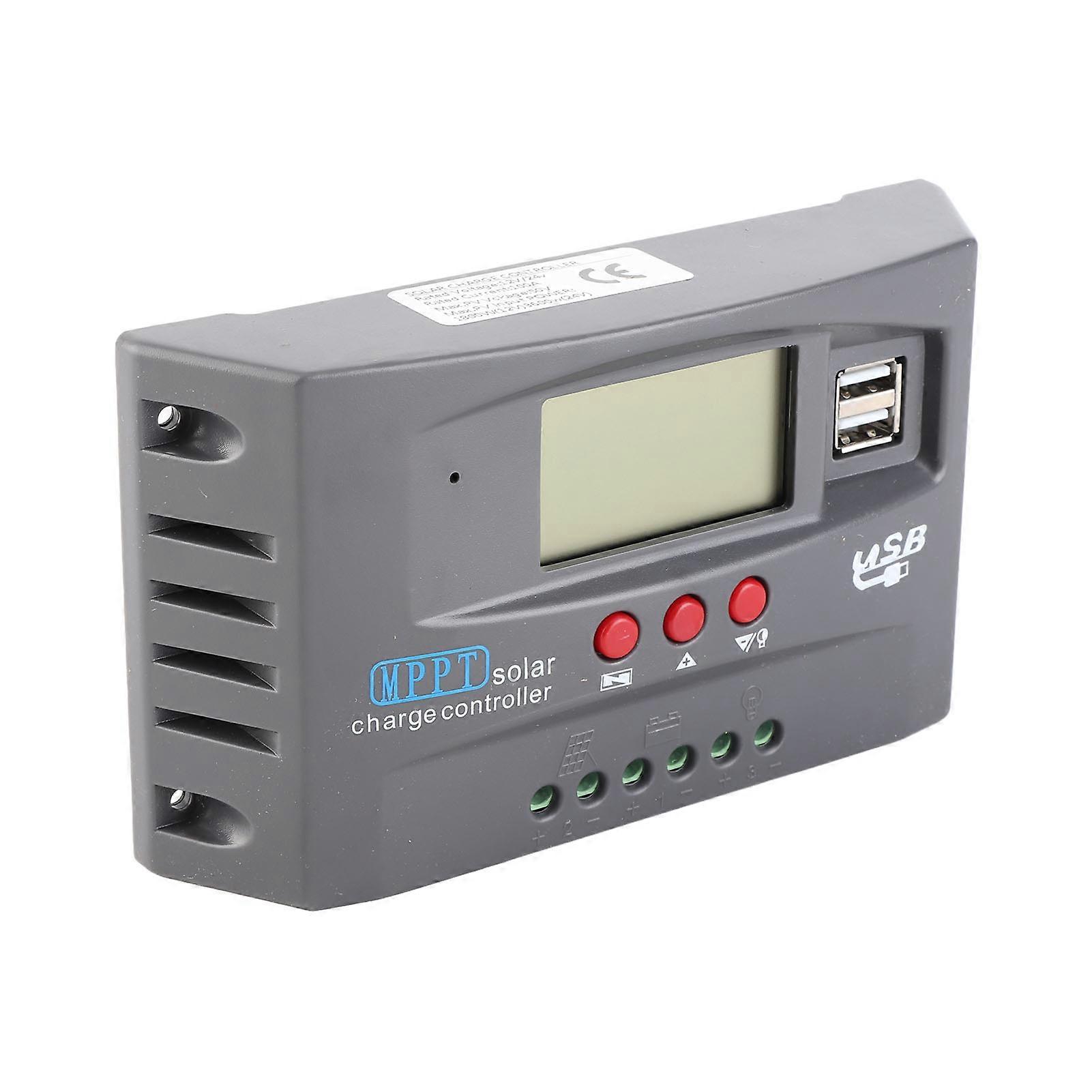 Solar Controller 12Volt/24Volt Automatic Identification Solar LCD Display Solar Regulator Dual USB Solar Charging Controller