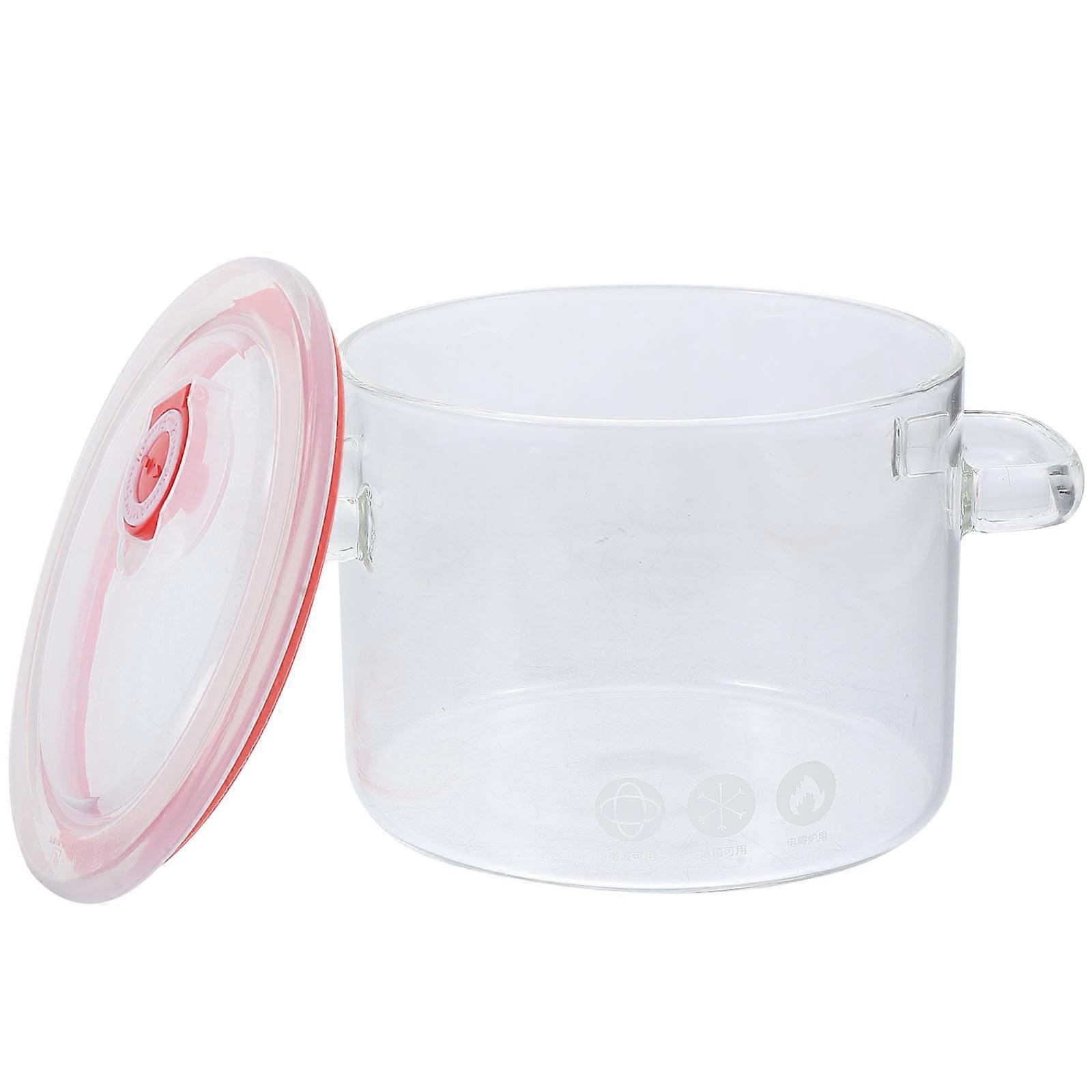 Heat Resistance Glass Soup Pot Clear Cooking Pot with Lid Handle for Stewing Soup Making 1Set