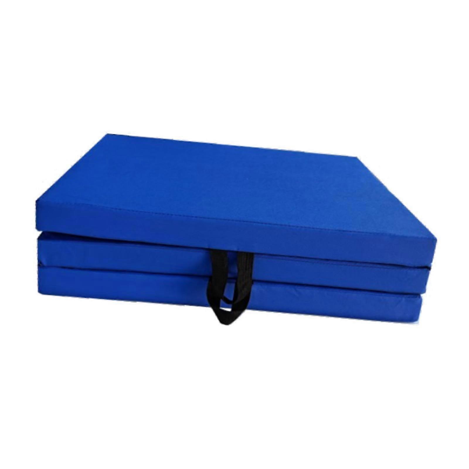 TriFold Folding Exercise Mat Cardio Training MMA with Carry Handles for Women Foldable Gymnastics Mat blue