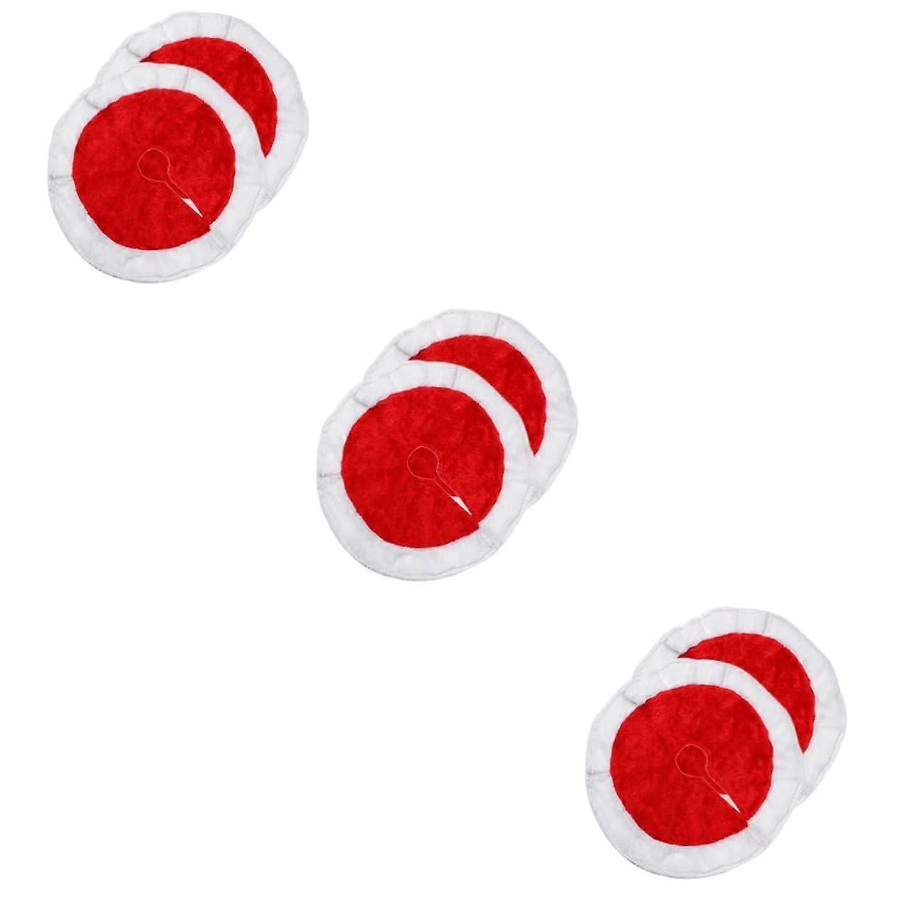 Pack of 6 Mini Christmas Tree Skirt Red Fabric