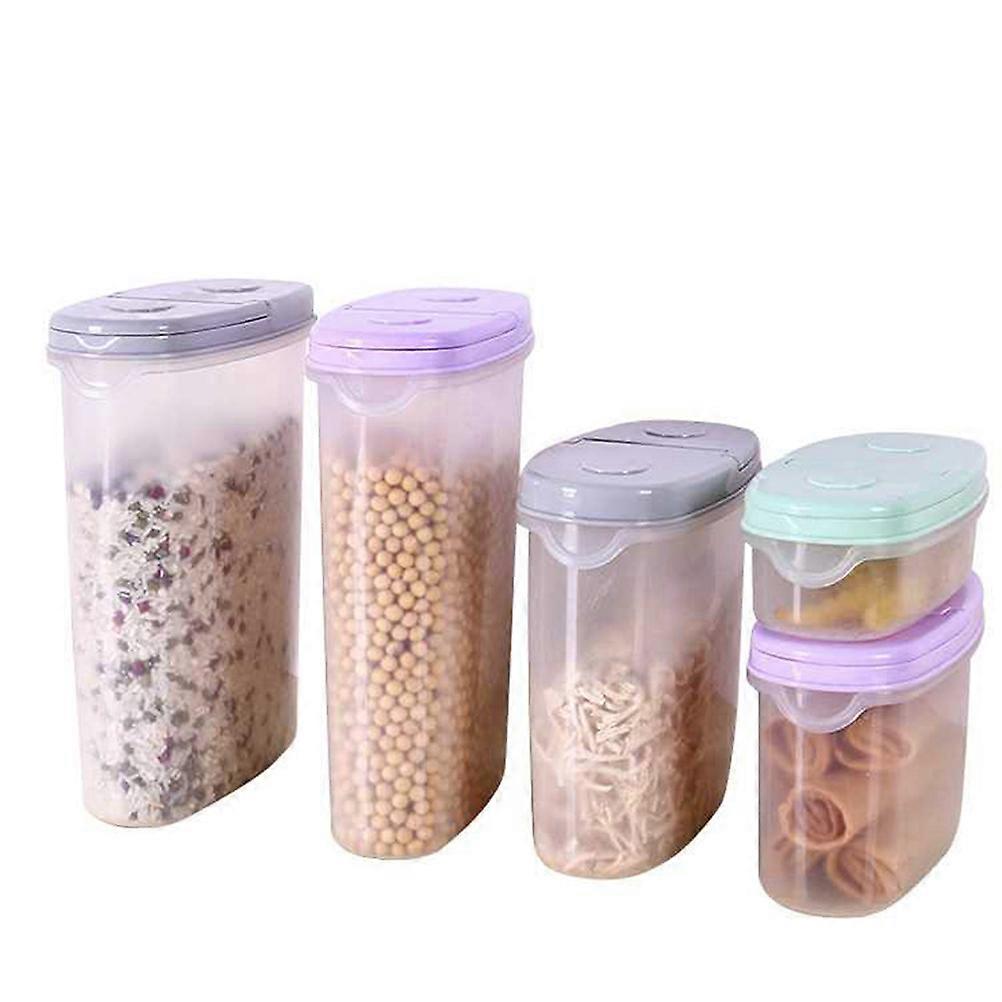 Cereal Containers Airtight Leakproof Plastic Storage Bottle For Flour Sugar Rice Snacks 1300ml Random Color 1Set