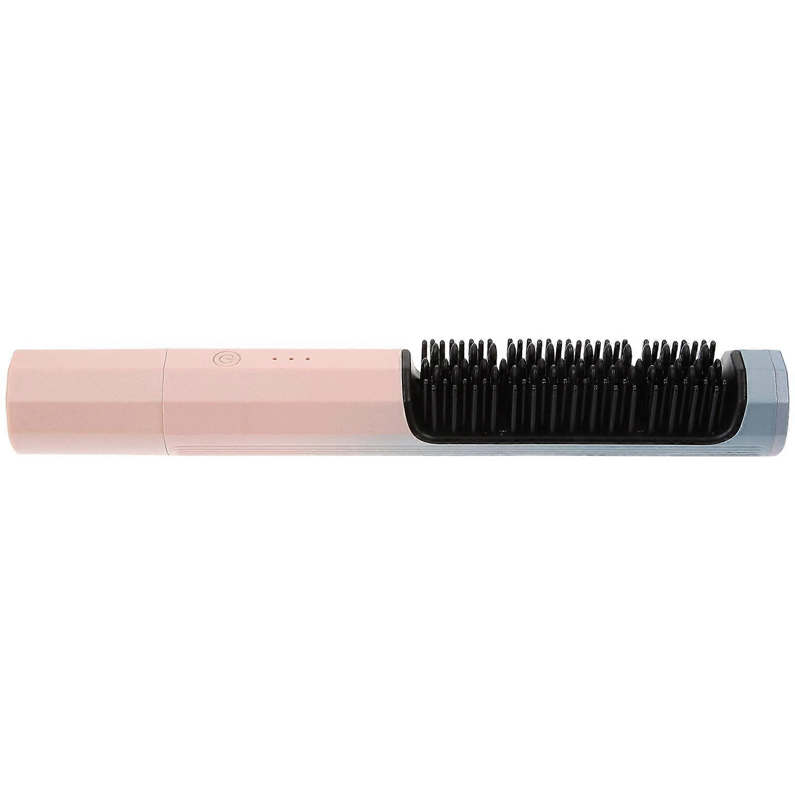 Rechargeable Mini Hair Straightener Brush Cordless Portable For Travel Frizz Smoothing Nylon 1Pack