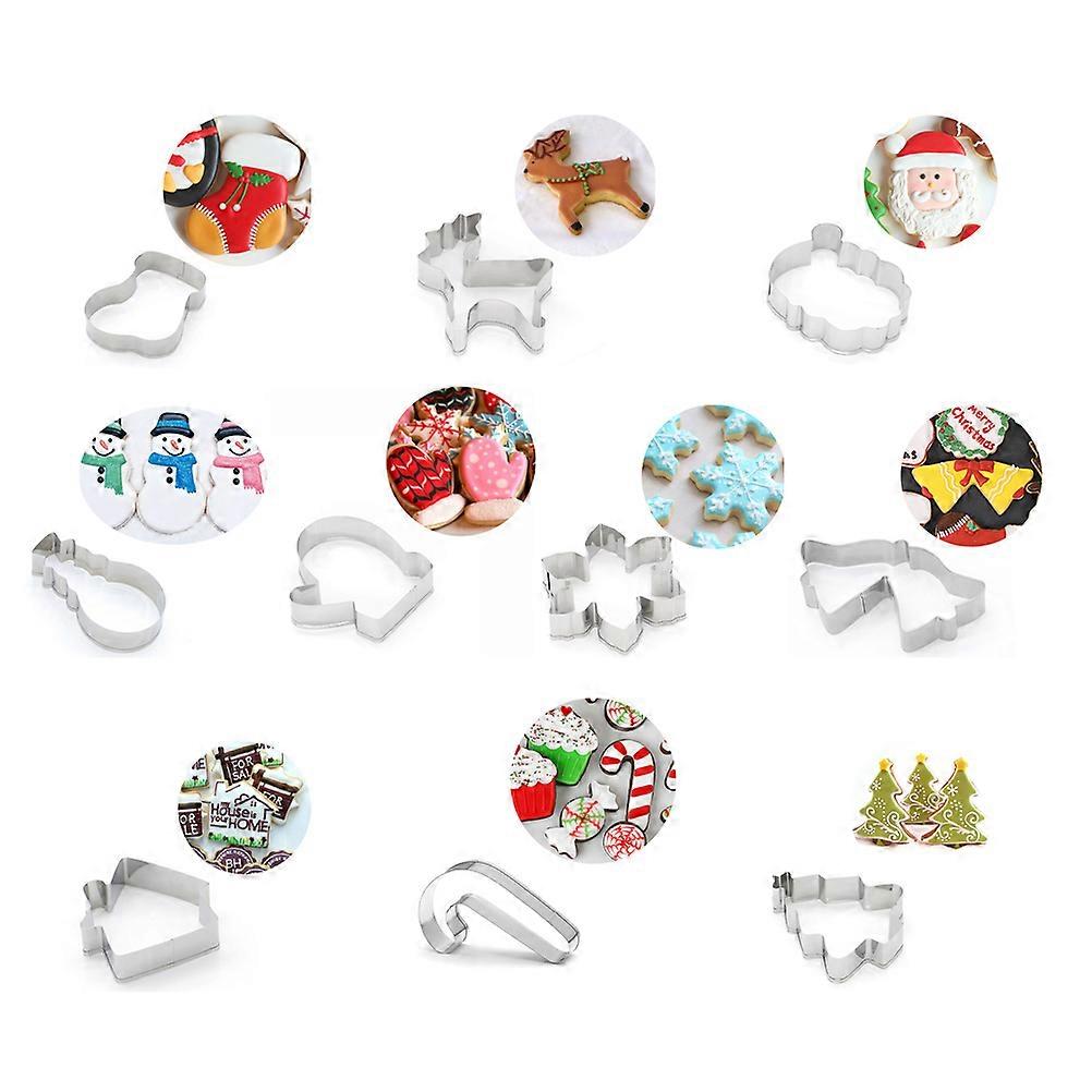 cookie formning form kiks forme juleformer rustfrit stål nonstick cutters til kiks muffin kage chokolade assorteret farve 14stk